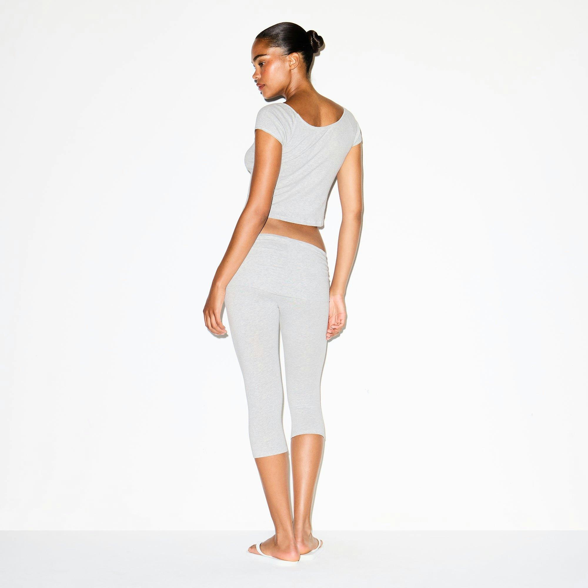 COTTON JERSEY FOLDOVER CAPRI | LIGHT HEATHER GREY Product Image