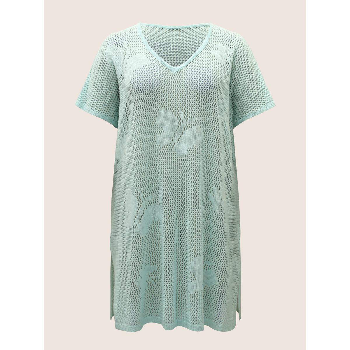 Plus Size Butterfly Cut Out Slit Hem Swim Cover Up Women's Swimwear Arctic Beach Loose Cut-Out Curve Swim Cover Ups BloomChic 18-20/2X Product Image