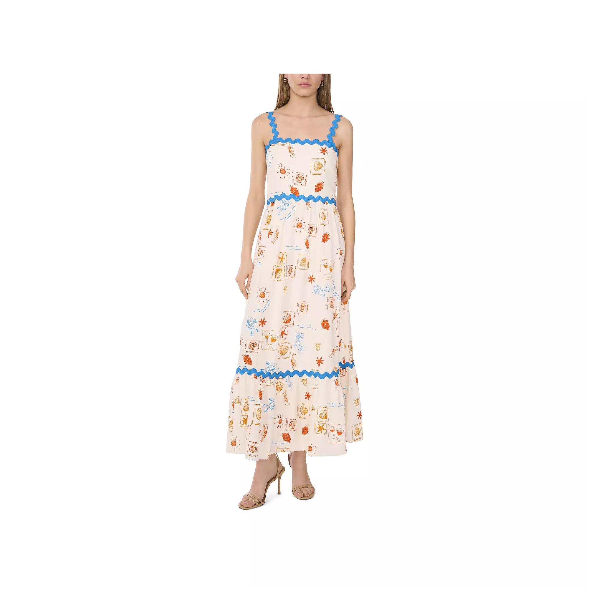 Women's MSK Tiered Linen Dress with Ric Rac Trim,  Product Image