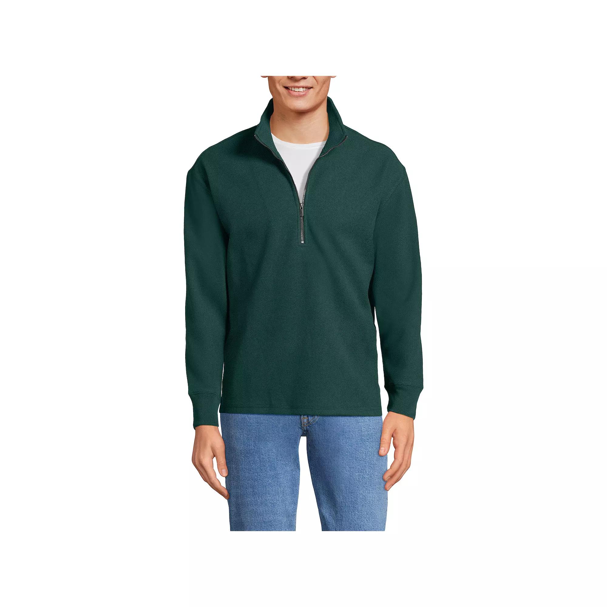 Men's Lands' End Wool Blend Half Zip Pullover, Size: Large, Deep Green Product Image