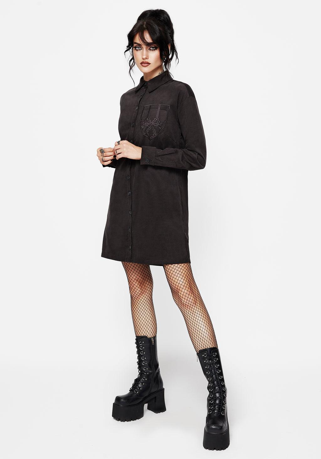 Axis Cotton Pocket Embroidered Mini Shirt Dress Product Image