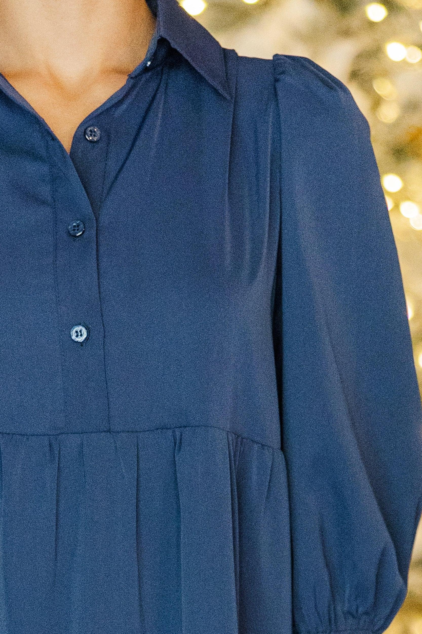 Love Found Navy Blue Tiered Midi Dress Female Product Image