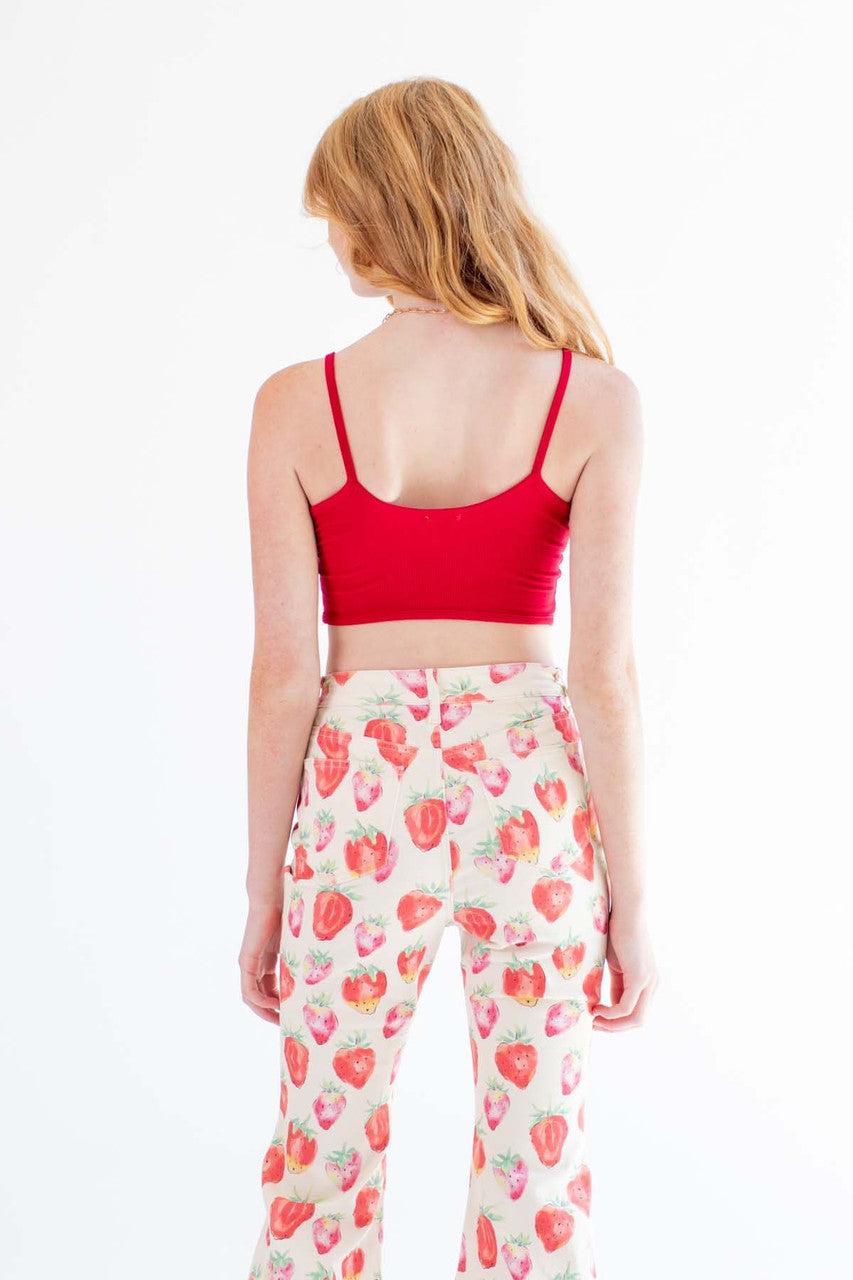 Red Ribbed Underlined Bust Cami Product Image