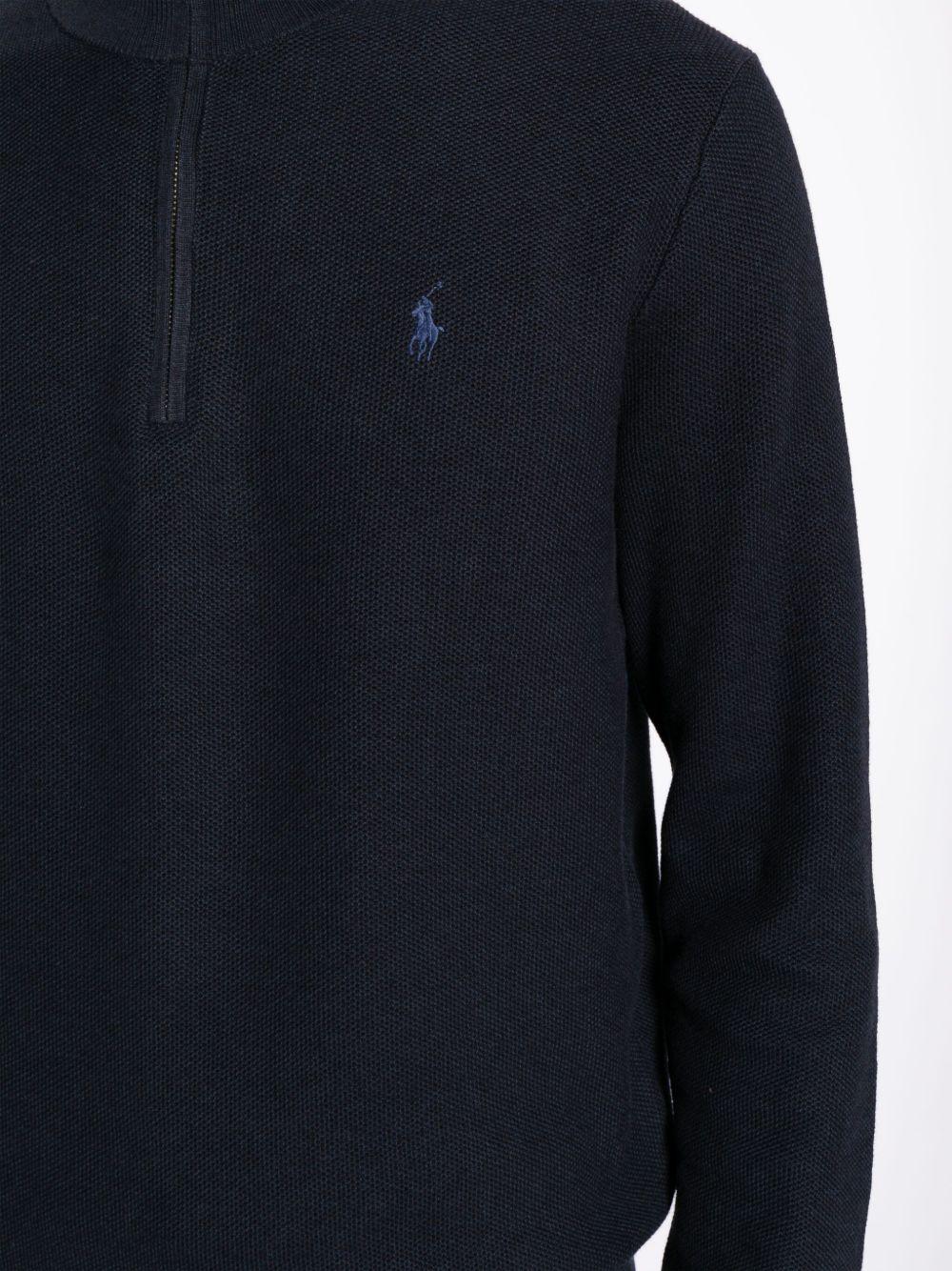 POLO RALPH LAUREN Cotton-blend Polo Pony Quarter-zip Sweater In Blue Product Image