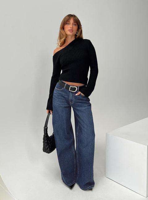 Naylor Mid Rise Wide Leg Jeans Mid Blue Denim Product Image