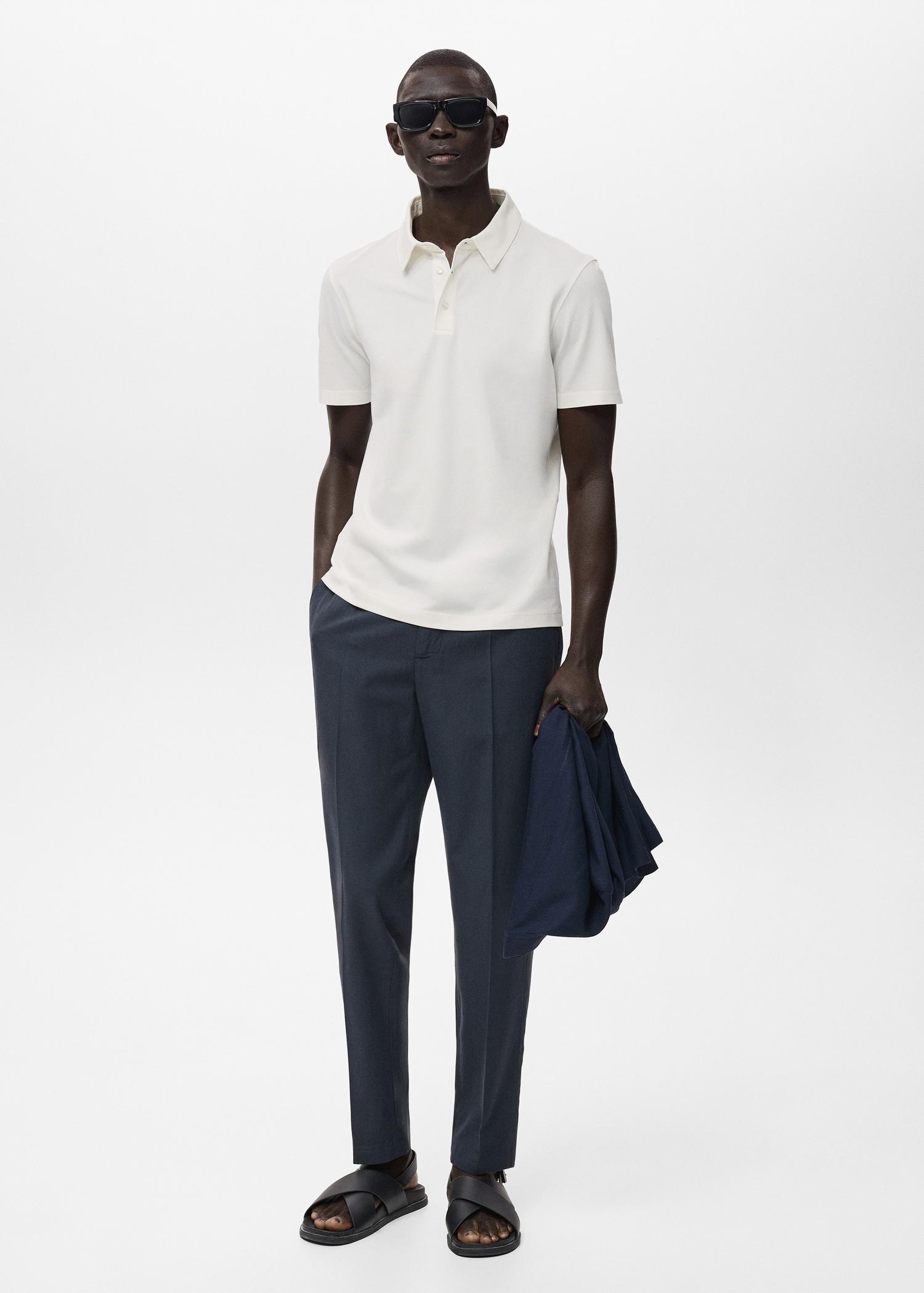Cotton tapered crop pants - Men | MANGO USA Product Image
