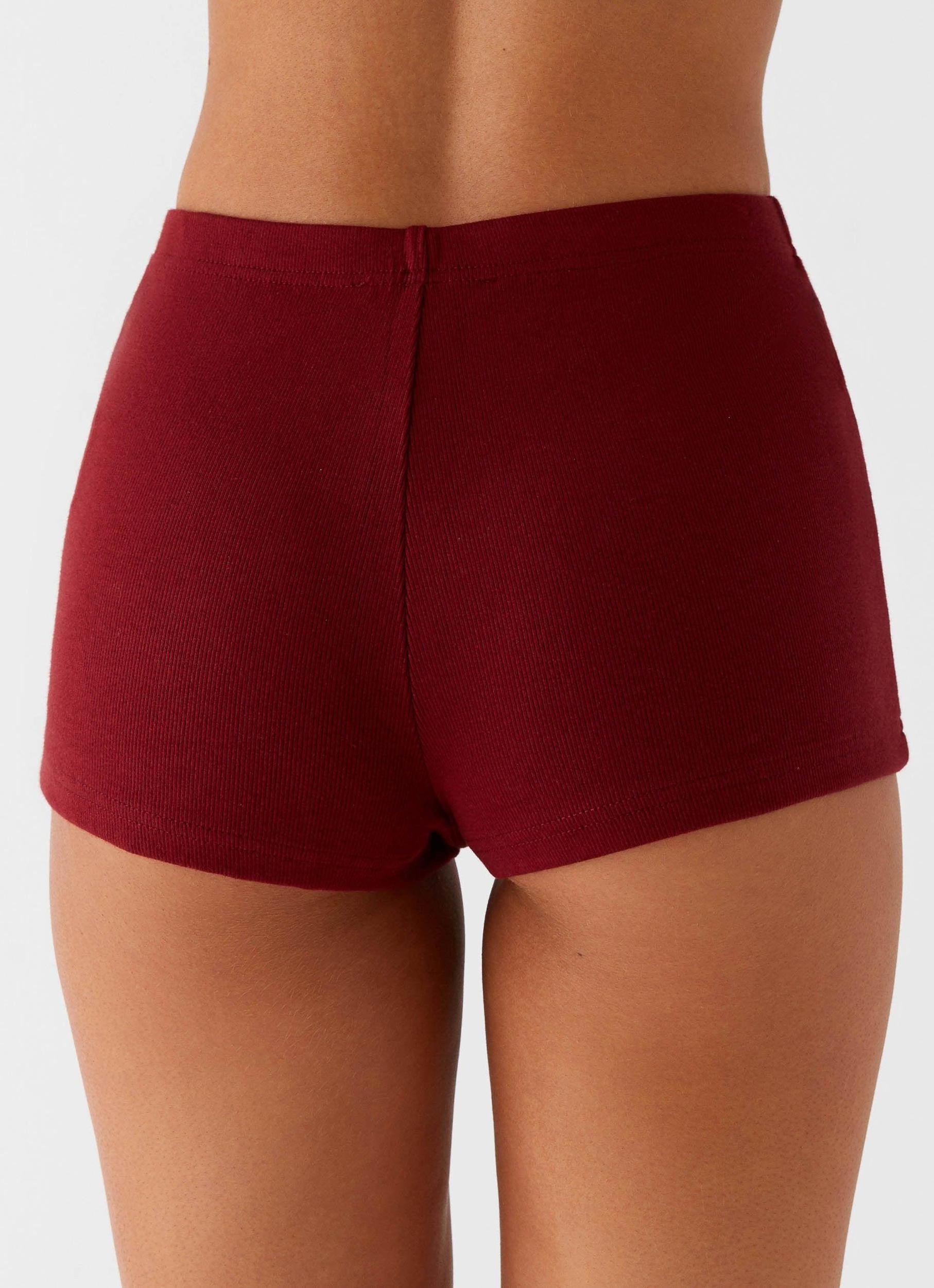 Spectate Mini Shorts - Maroon Product Image