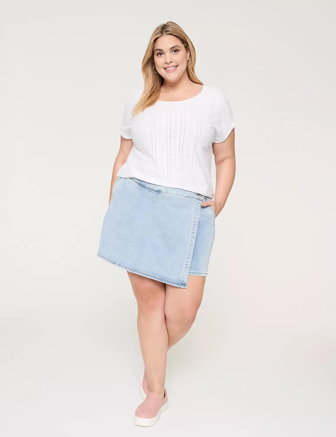 Dolman-Sleeve Knit Eyelet Top Product Image