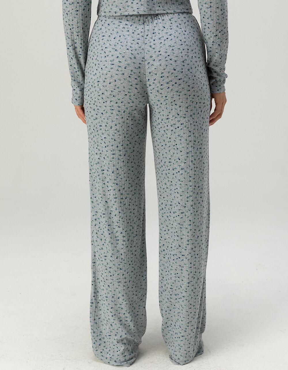 FULL TILT Pointelle Floral Pajama Pants - BLUE COMBO Product Image