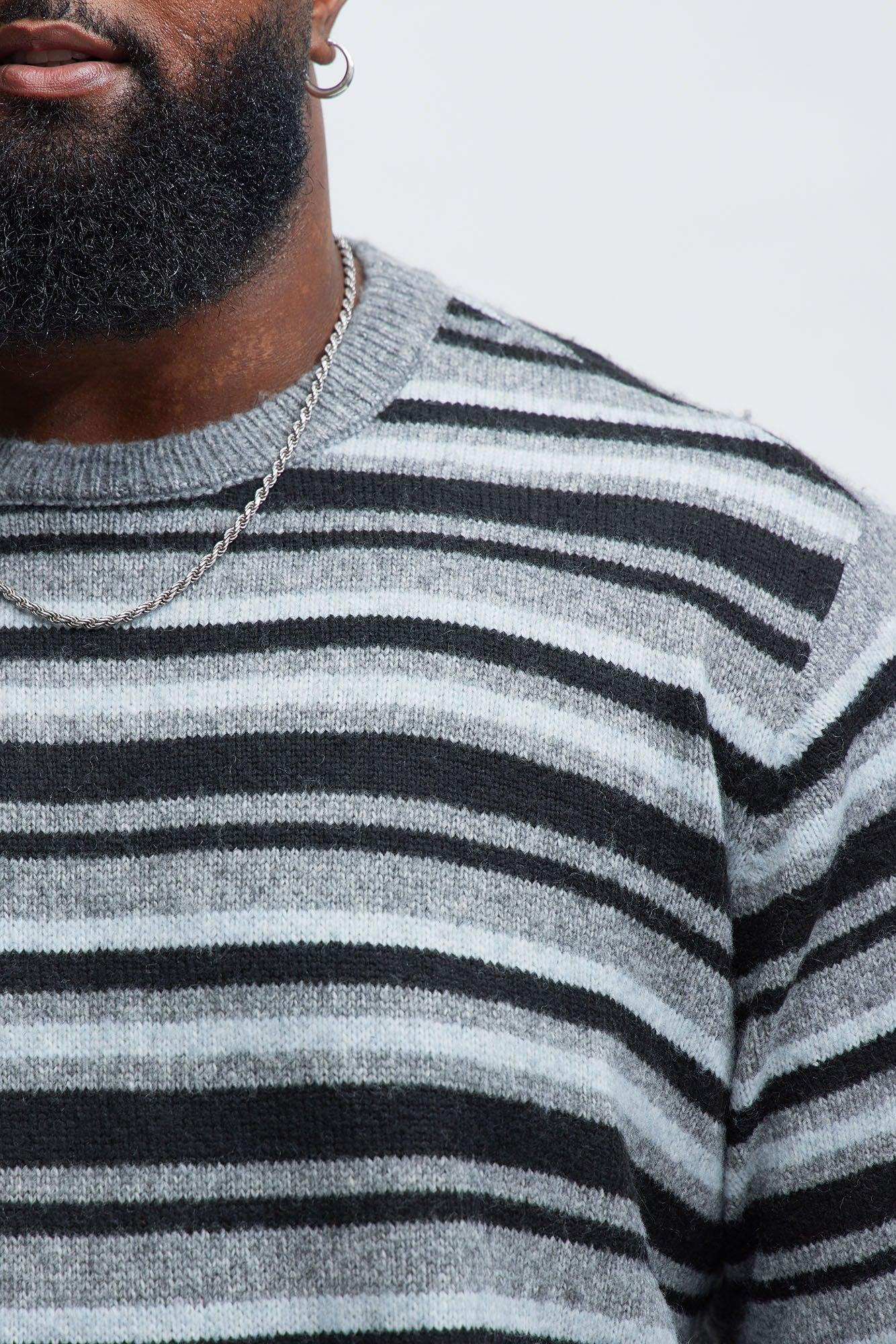 Lookin For Attention Striped Sweater - Black/combo Male Product Image