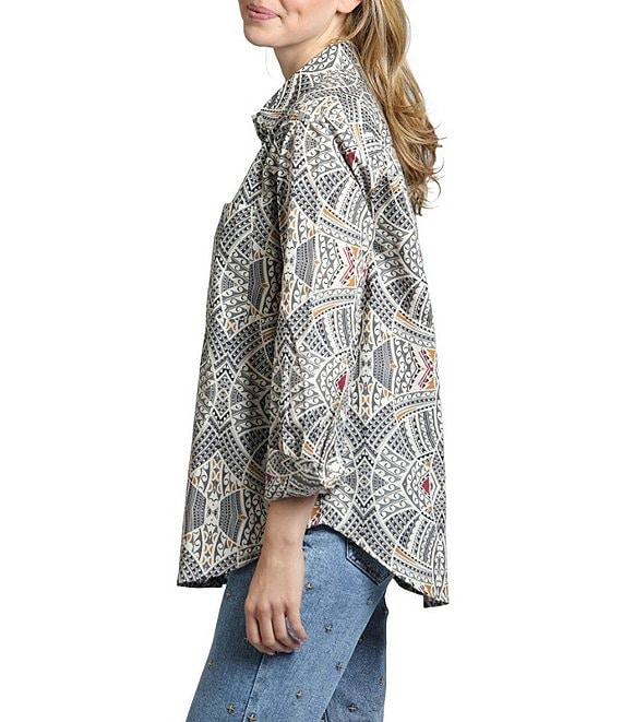 APNY Boyfriend Collared Long Sleeve Button Up Top Product Image