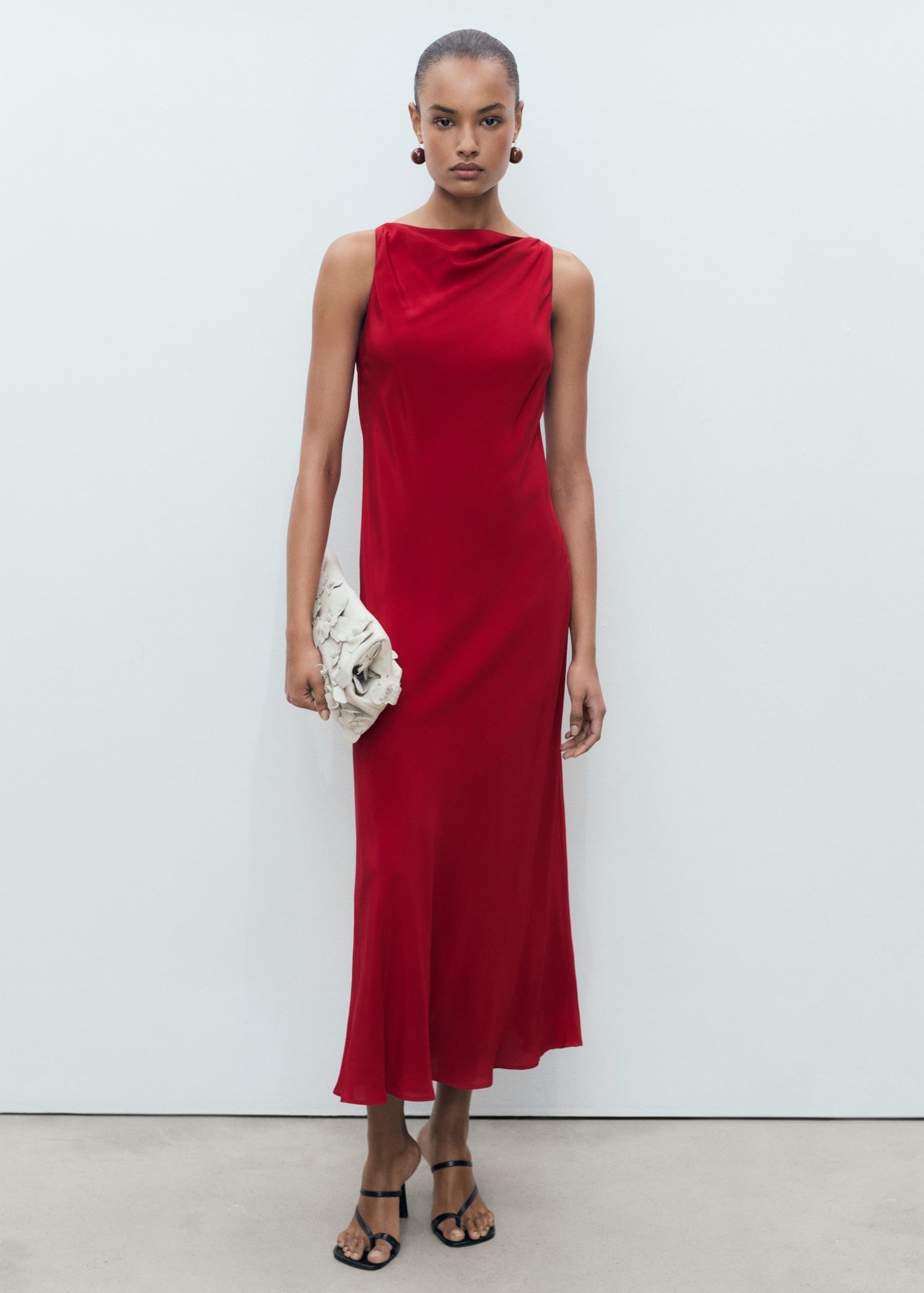 Satin midi dress - Women | MANGO USA Product Image