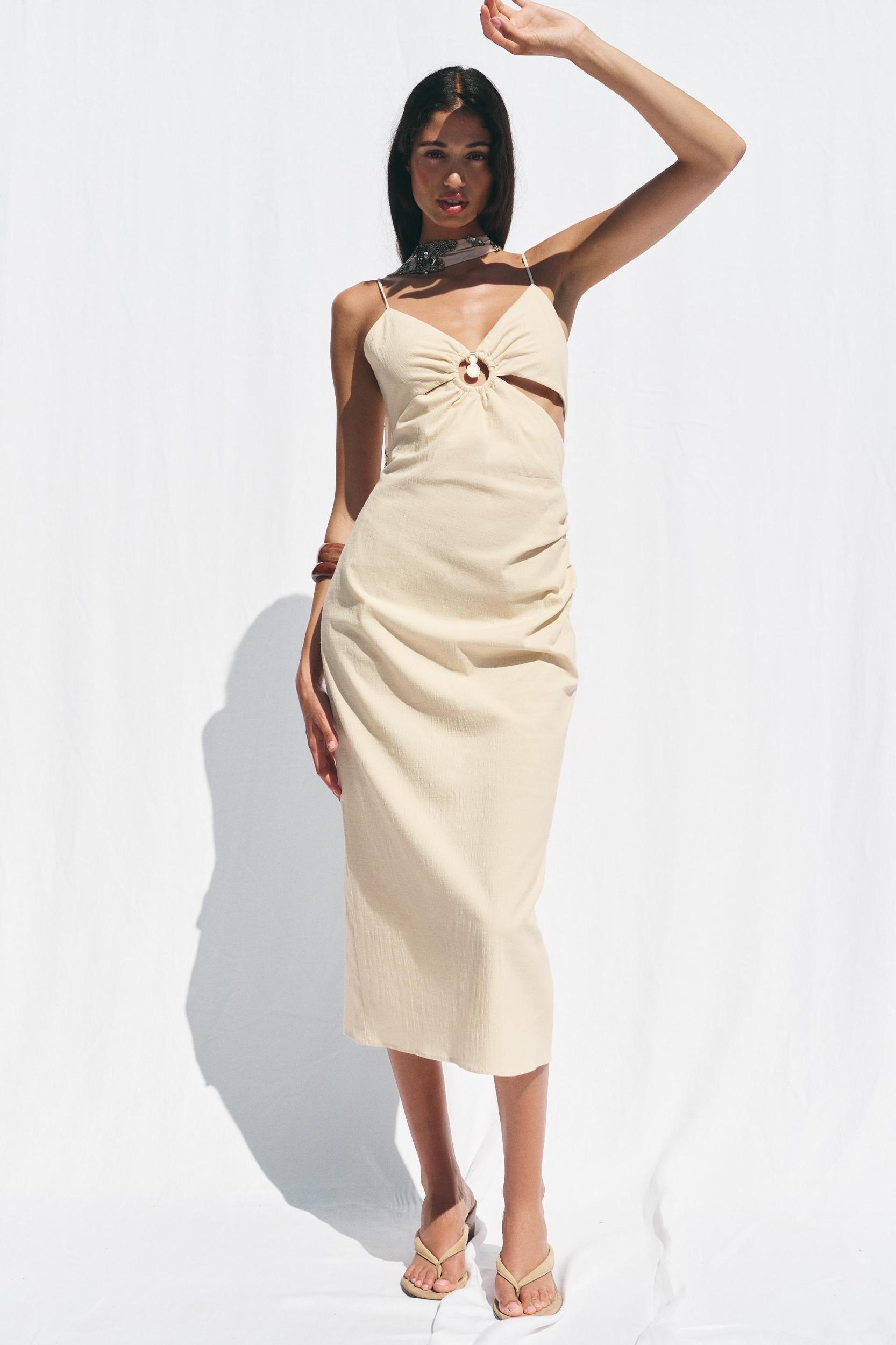 CUT OUT RUSTIC MIDI DRESS Product Image