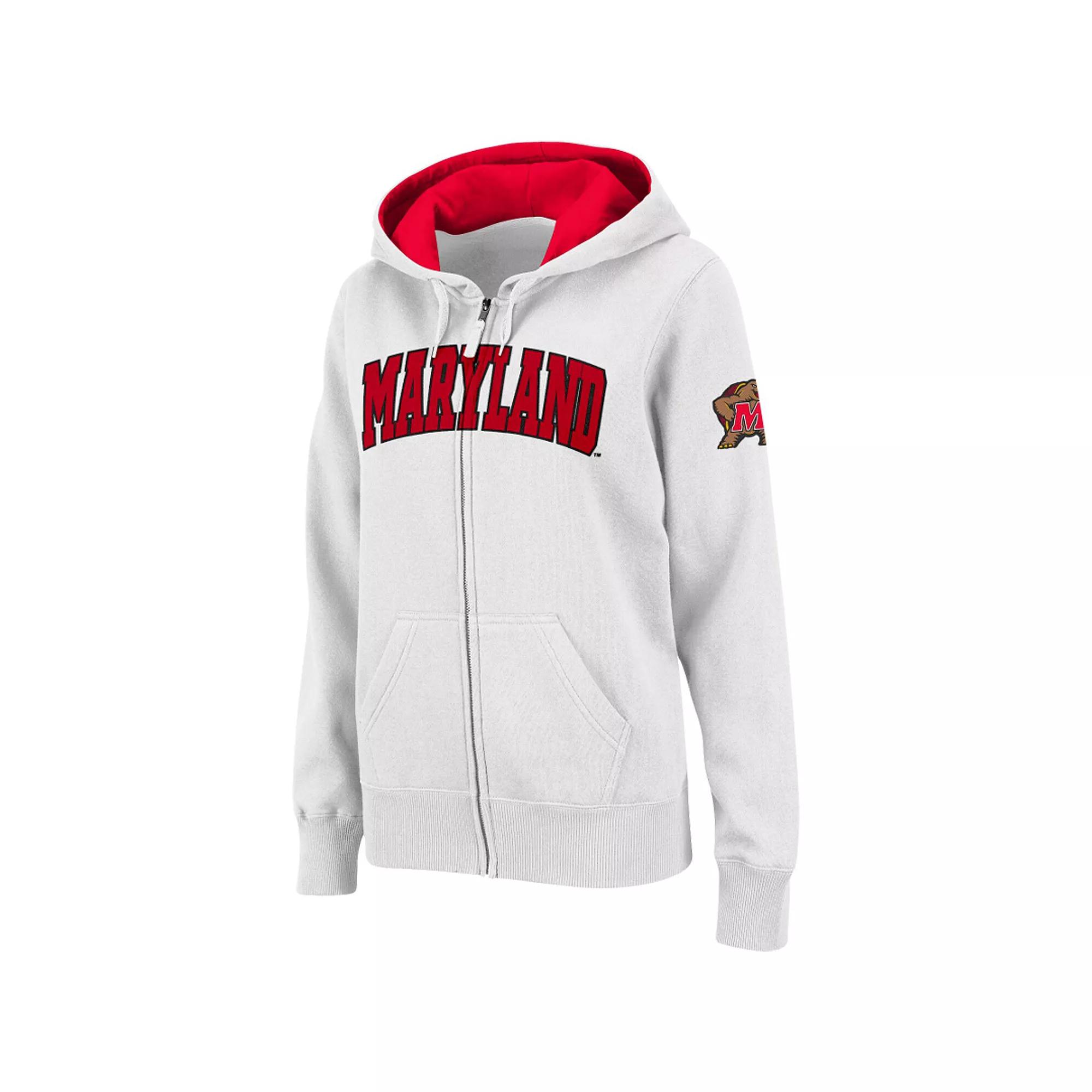 Women's Stadium Athletic White Maryland Terrapins Arched Name Full-Zip Hoodie, Size: Small Product Image