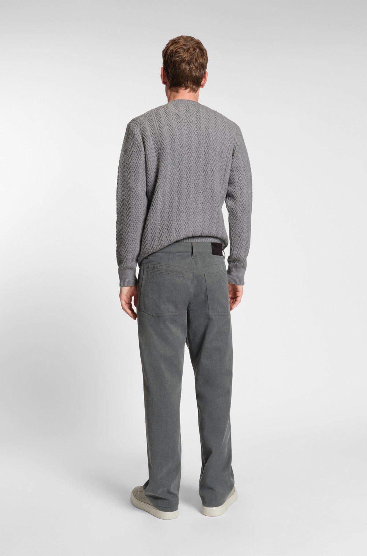 Virgin-wool sweater with herringbone structure Product Image