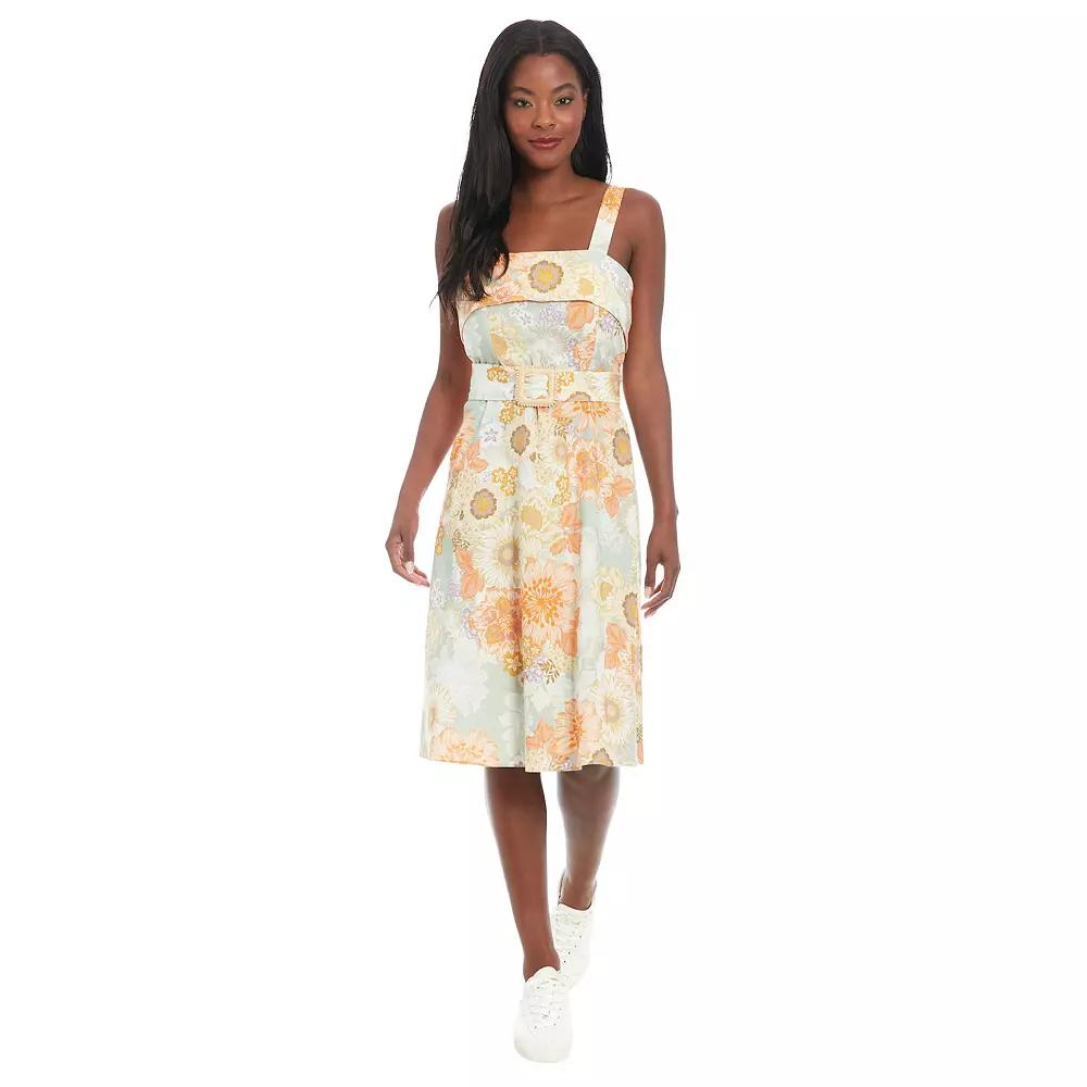 Women's London Times Fold Over Top Belted Midi Dress,  Product Image