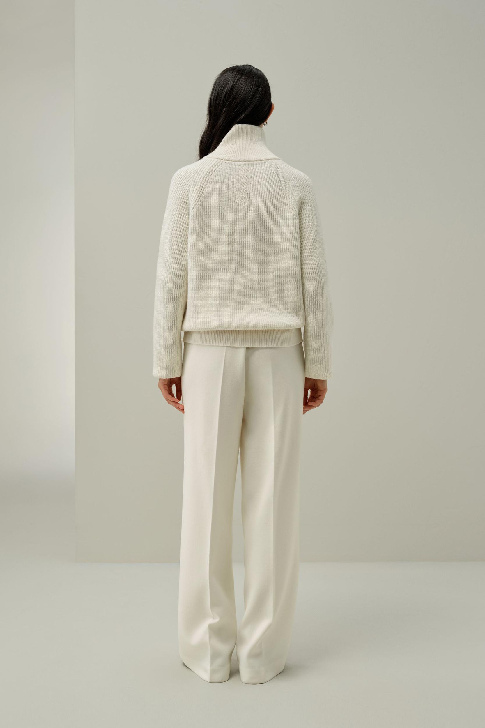Ribbed-knit Turtleneck Zip Cardigan Product Image