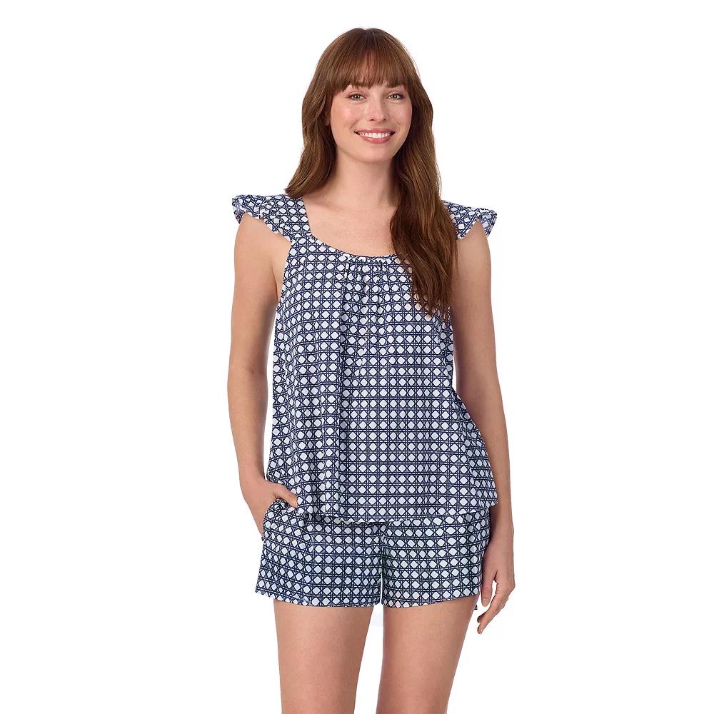 Women's Draper James 2-Piece Woven Pajama Tank Top & Pajama Boxers Set, Size: Large, Blue Wicker Product Image