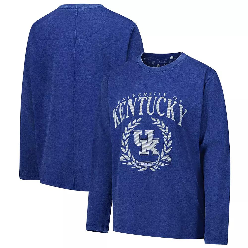 Women's Pressbox Royal Kentucky Wildcats Chandler Olive Leaf Arch Long Sleeve T-Shirt,  Product Image