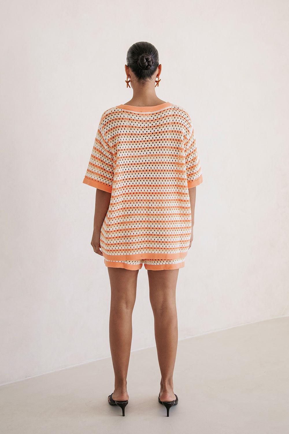 Chantel Knit Shorts - Orange Product Image