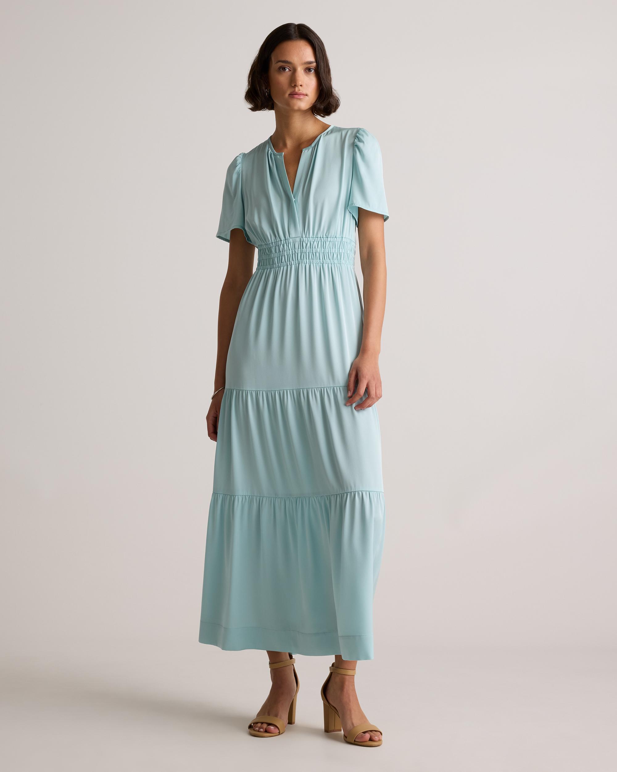 Washable Stretch Silk Tiered Maxi Dress Product Image