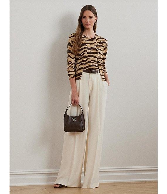 Lauren Ralph Lauren Linen Blend Zebra Print Button Front Cardigan Product Image