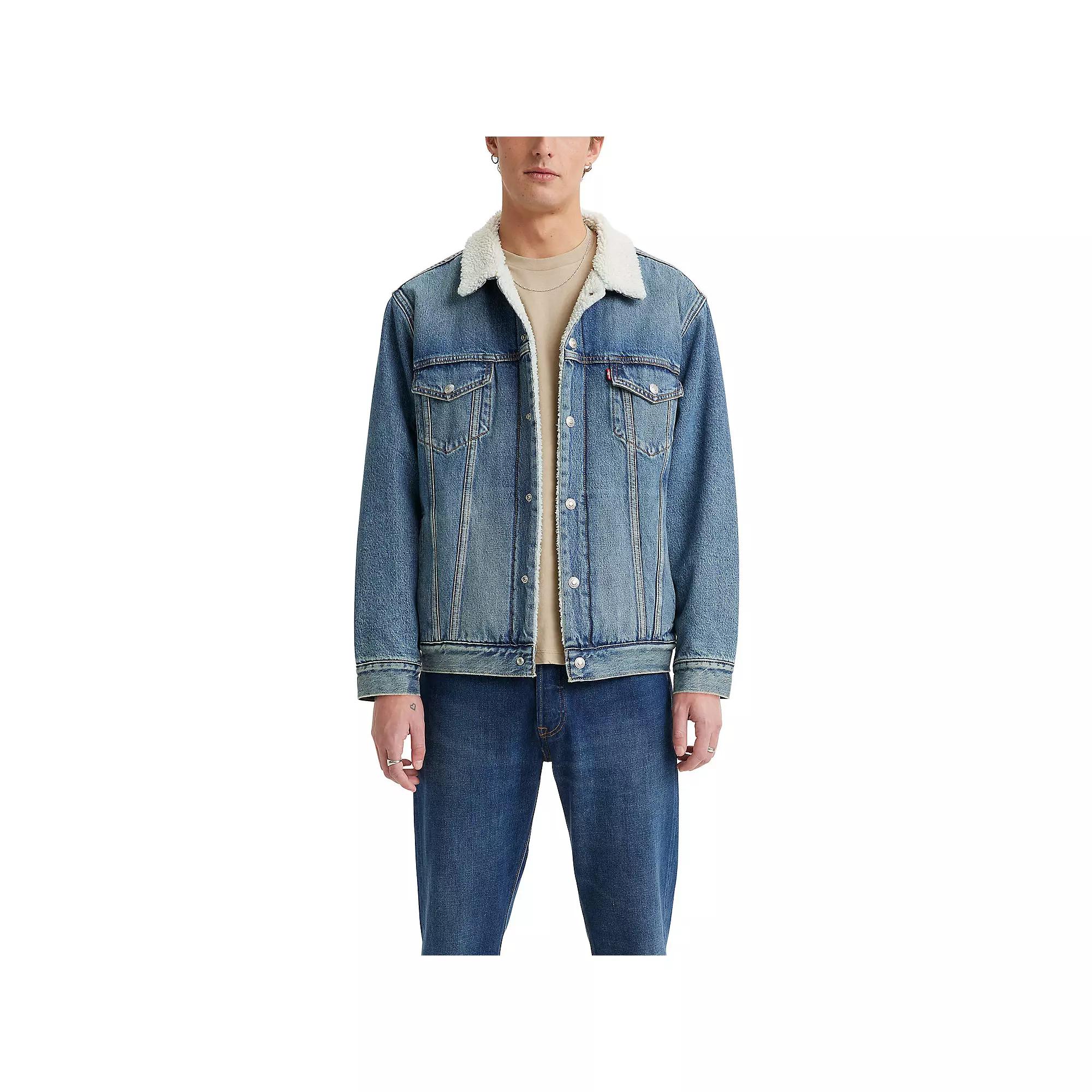 Men's Levi's® Relaxed Sherpa Lined Button Front Trucker Jacket,  Product Image