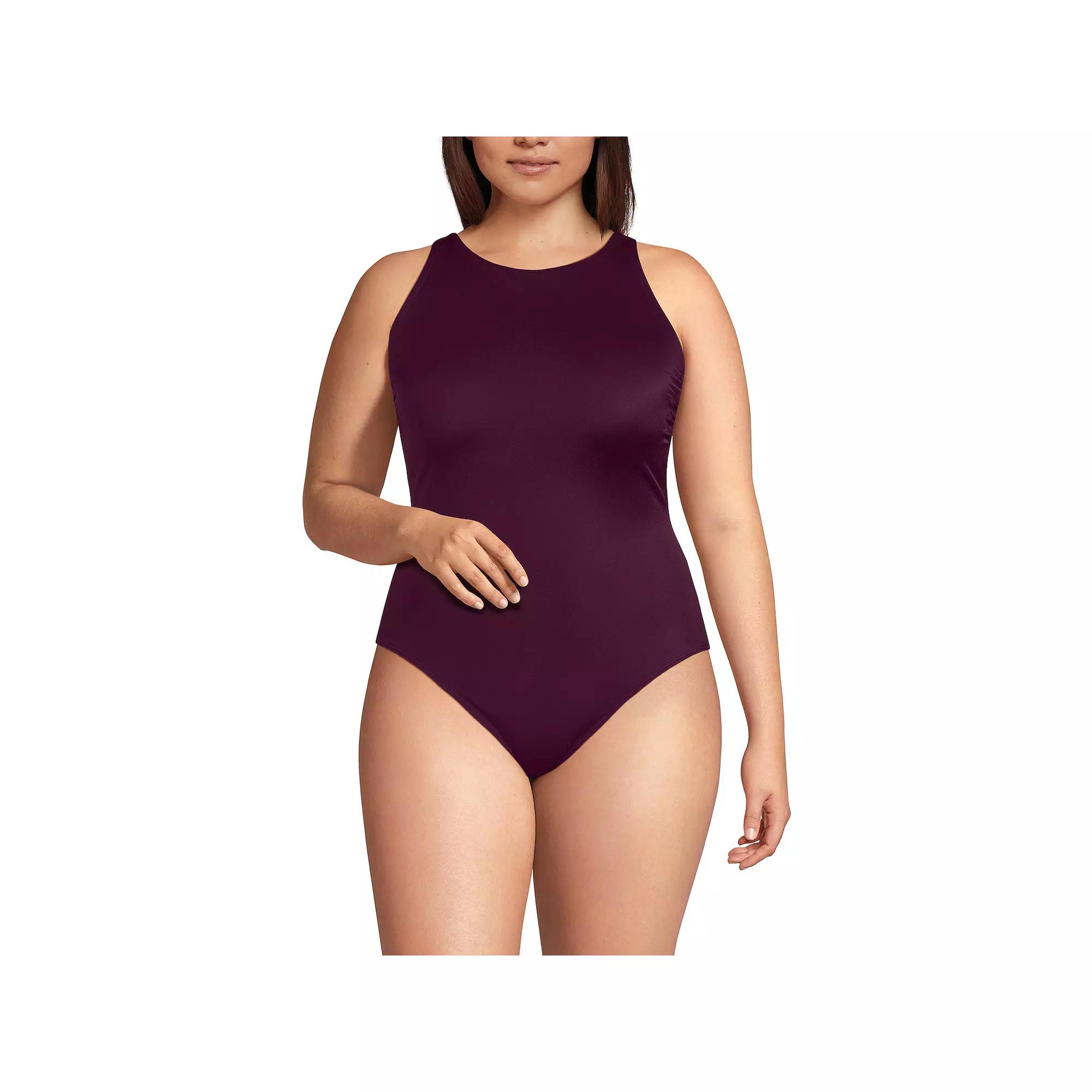 Plus Size Lands' End High Neck One-Piece Swimsuit, Women's, Size: 24 W, Dark Red Product Image