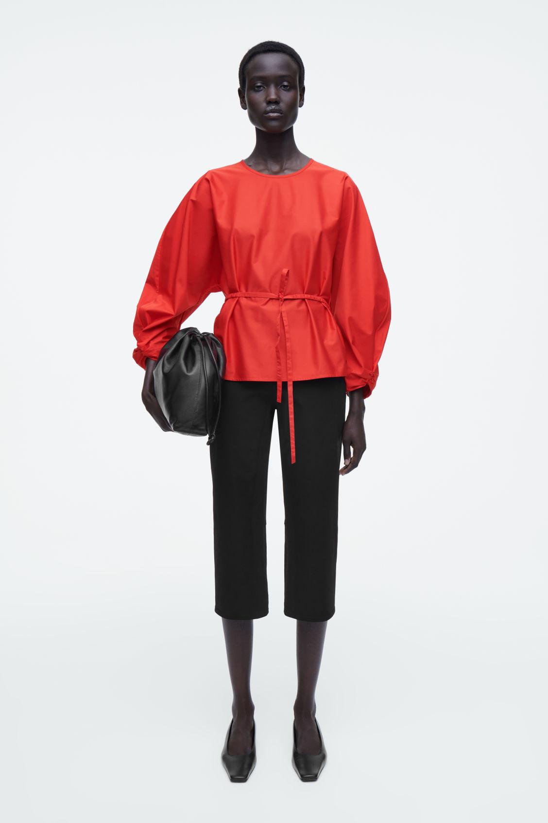 DRAWSTRING PEPLUM BLOUSE Product Image