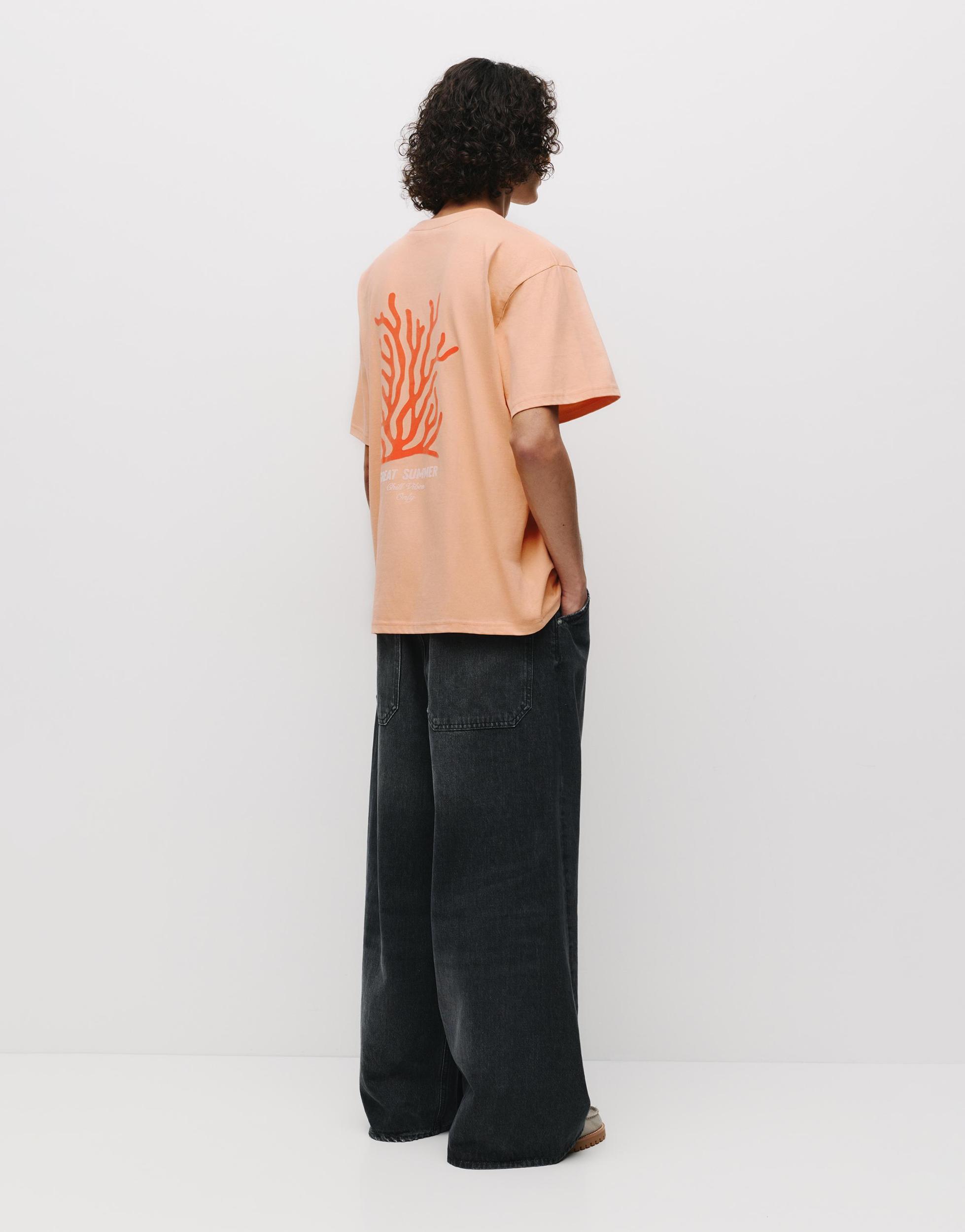Orange T-shirt with pocket Product Image