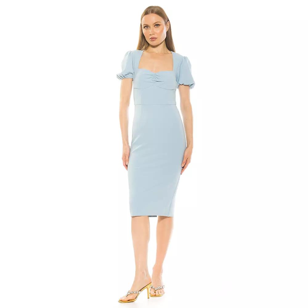 Women's ALEXIA ADMOR Micaela Puff Sleeve Sweetheart Sheath Dress, Size: Medium, Halogen Blue Product Image