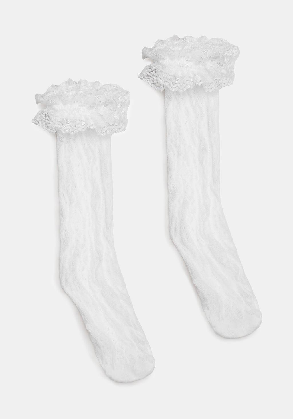 Wispin Lace Frill Socks - White Product Image