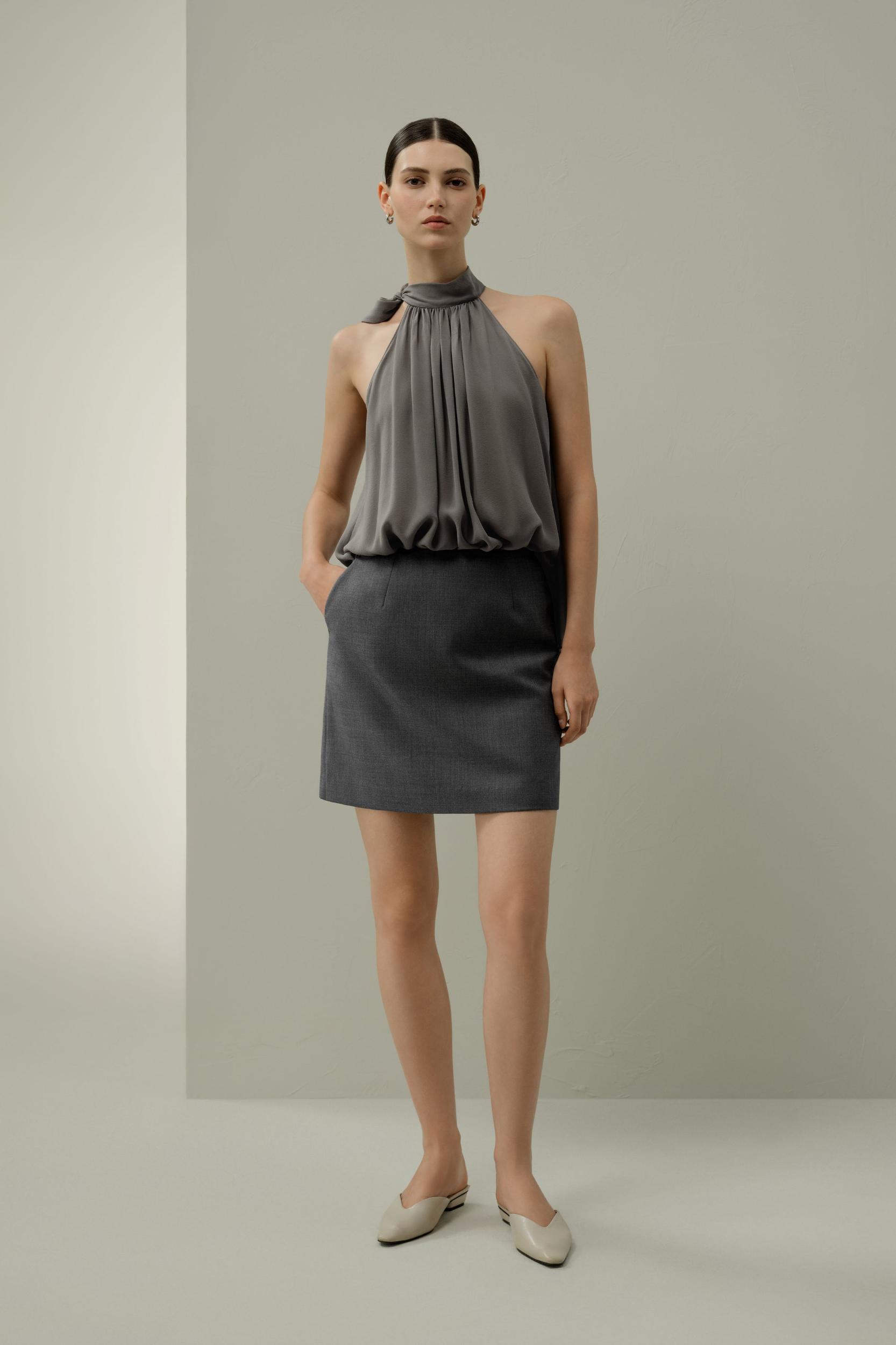 Adjustable Tie-Neck Georgette Blouse Product Image