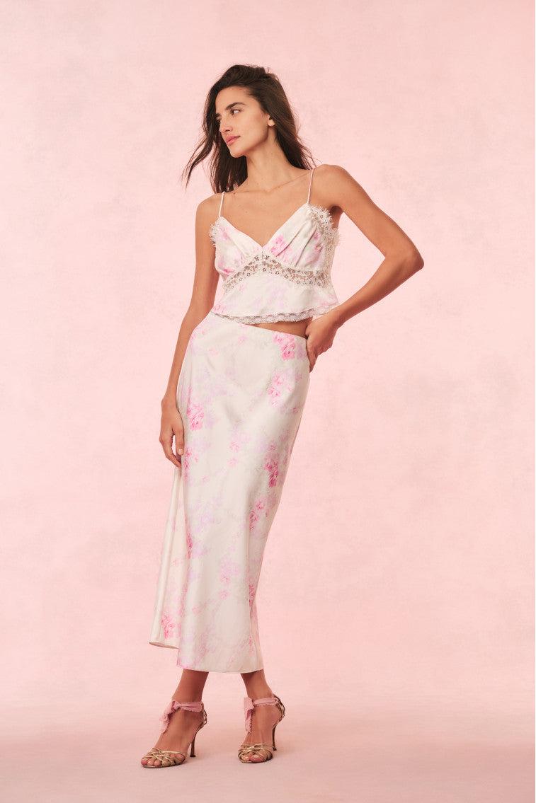 Castle Satin Floral Maxi Skirt Product Image