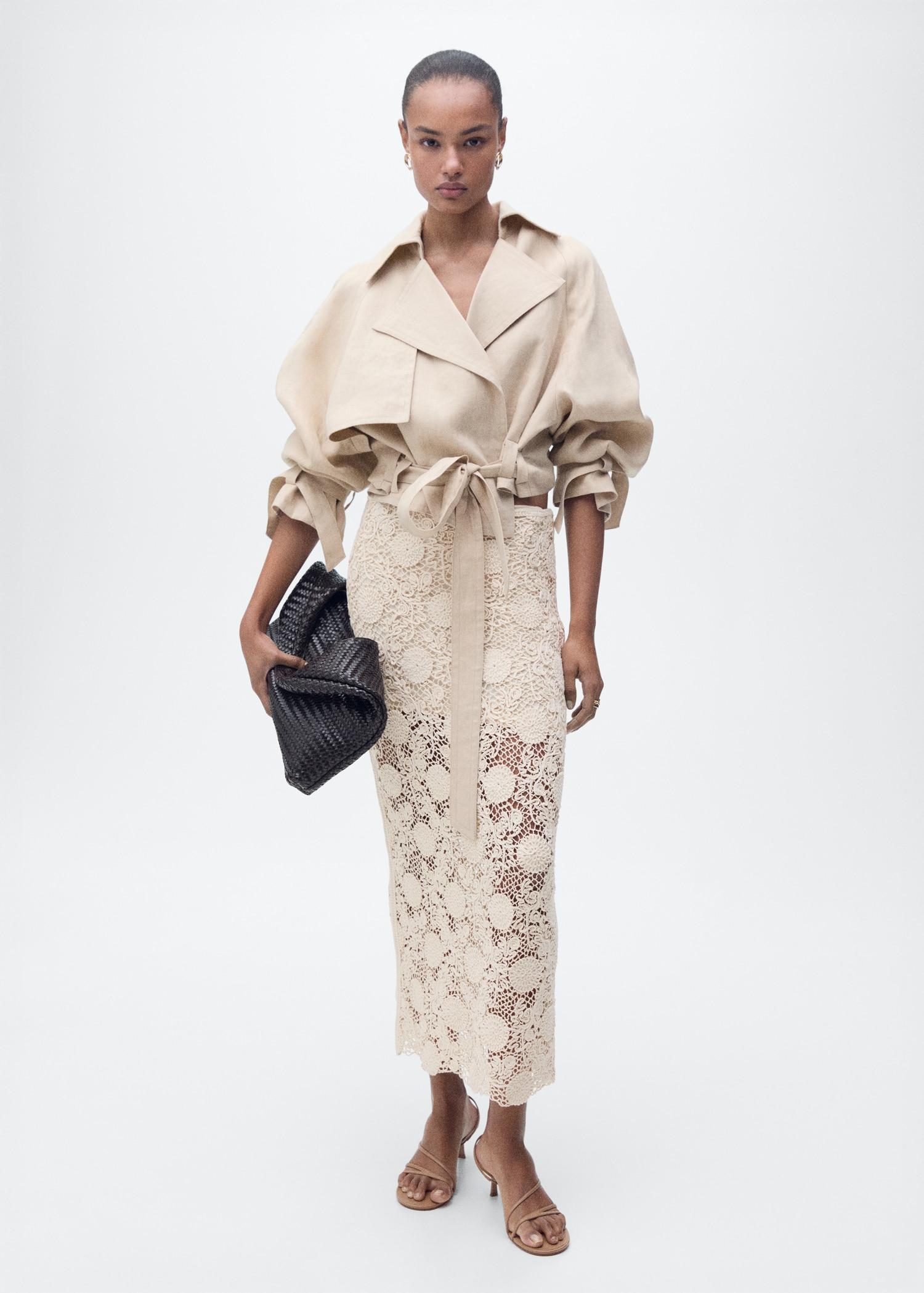 Long crochet floral skirt - Women | MANGO USA Product Image