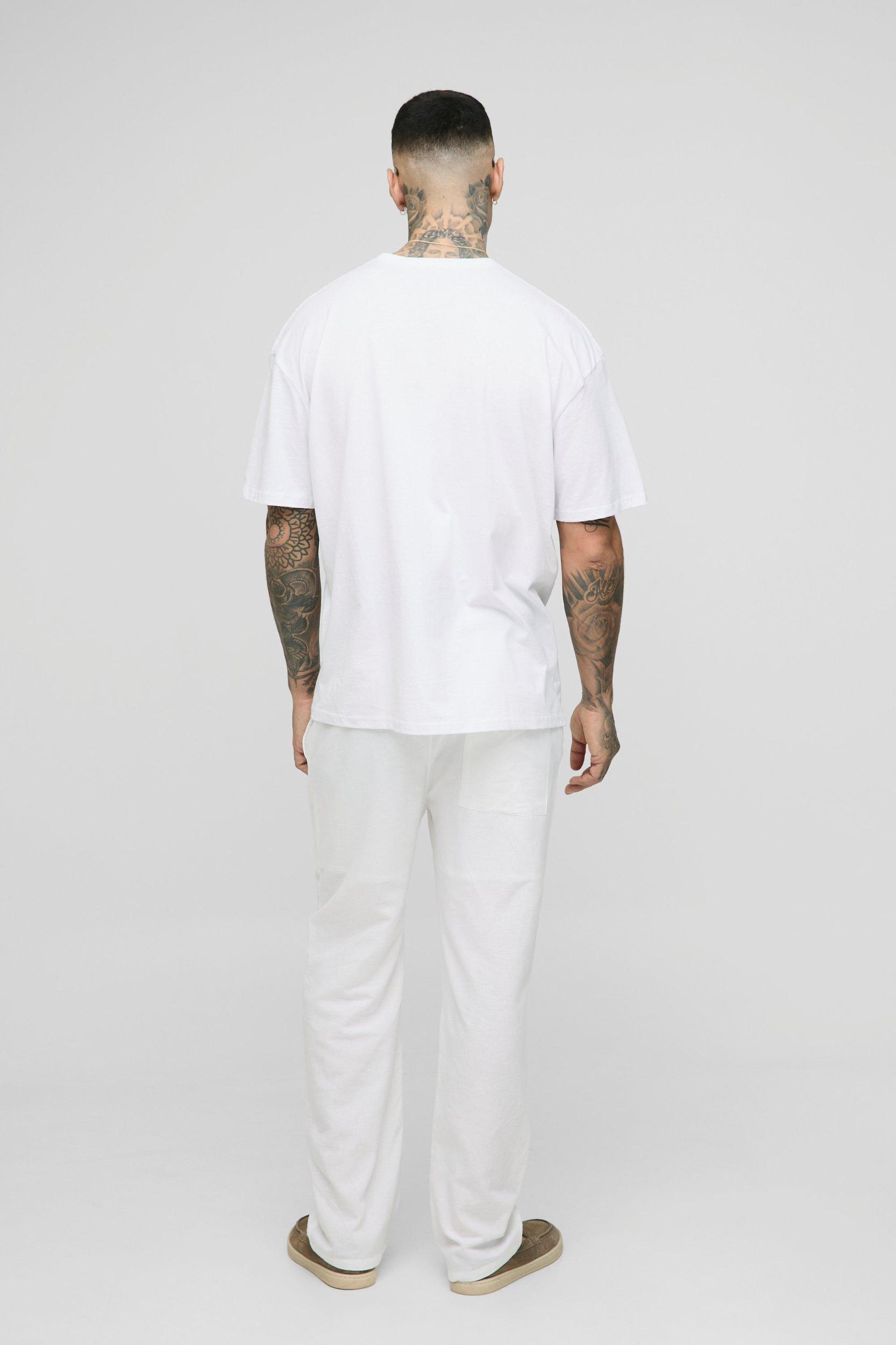 Tall Oversized Extended Neck Homme Amalfi Coast Landscape T-Shirt | boohooMAN USA Product Image