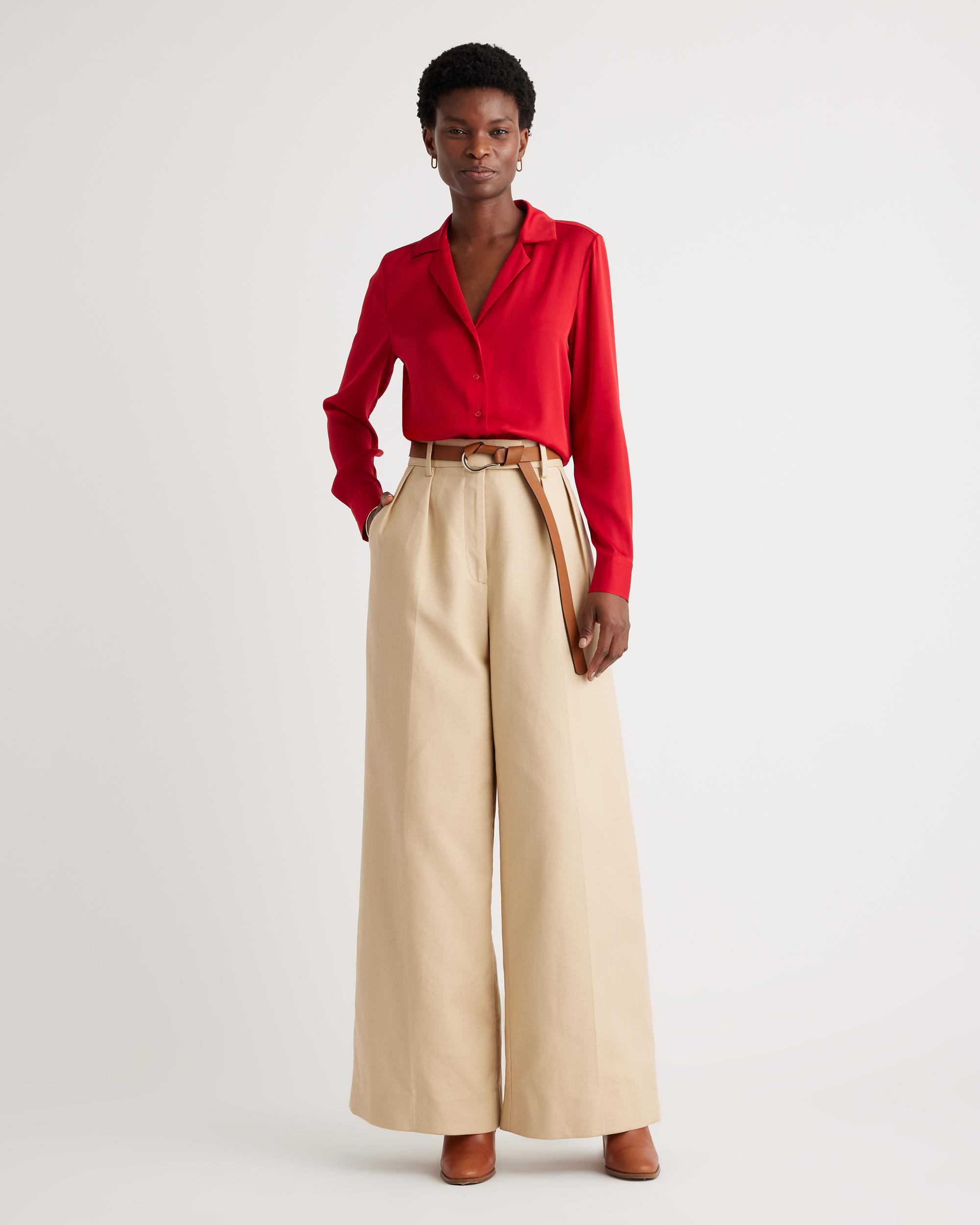 Quince | Women's Washable Stretch Silk Notch Collar Blouse Product Image