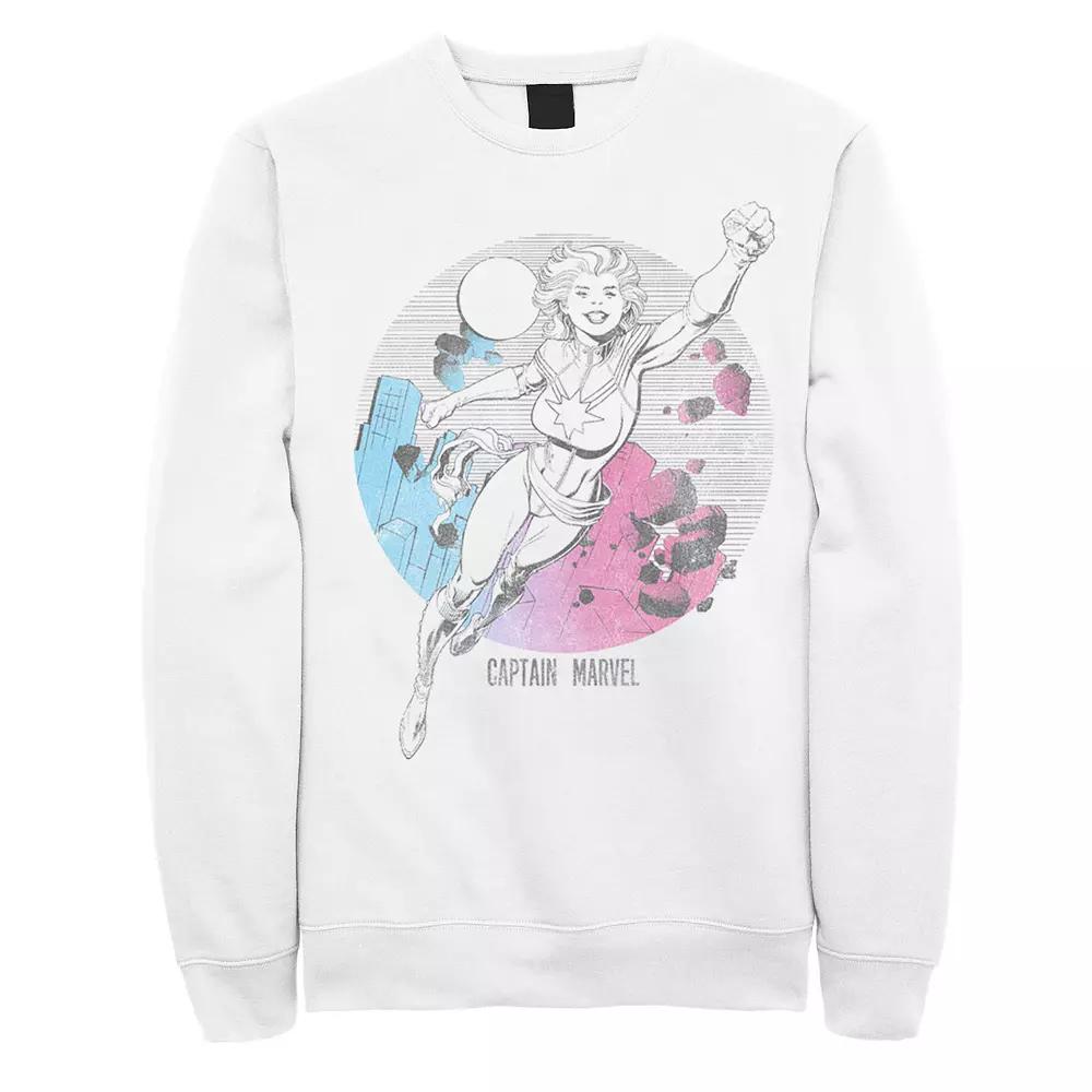 Men's Captain Marvel Comic Skyline Portrait Sweatshirt,  Product Image