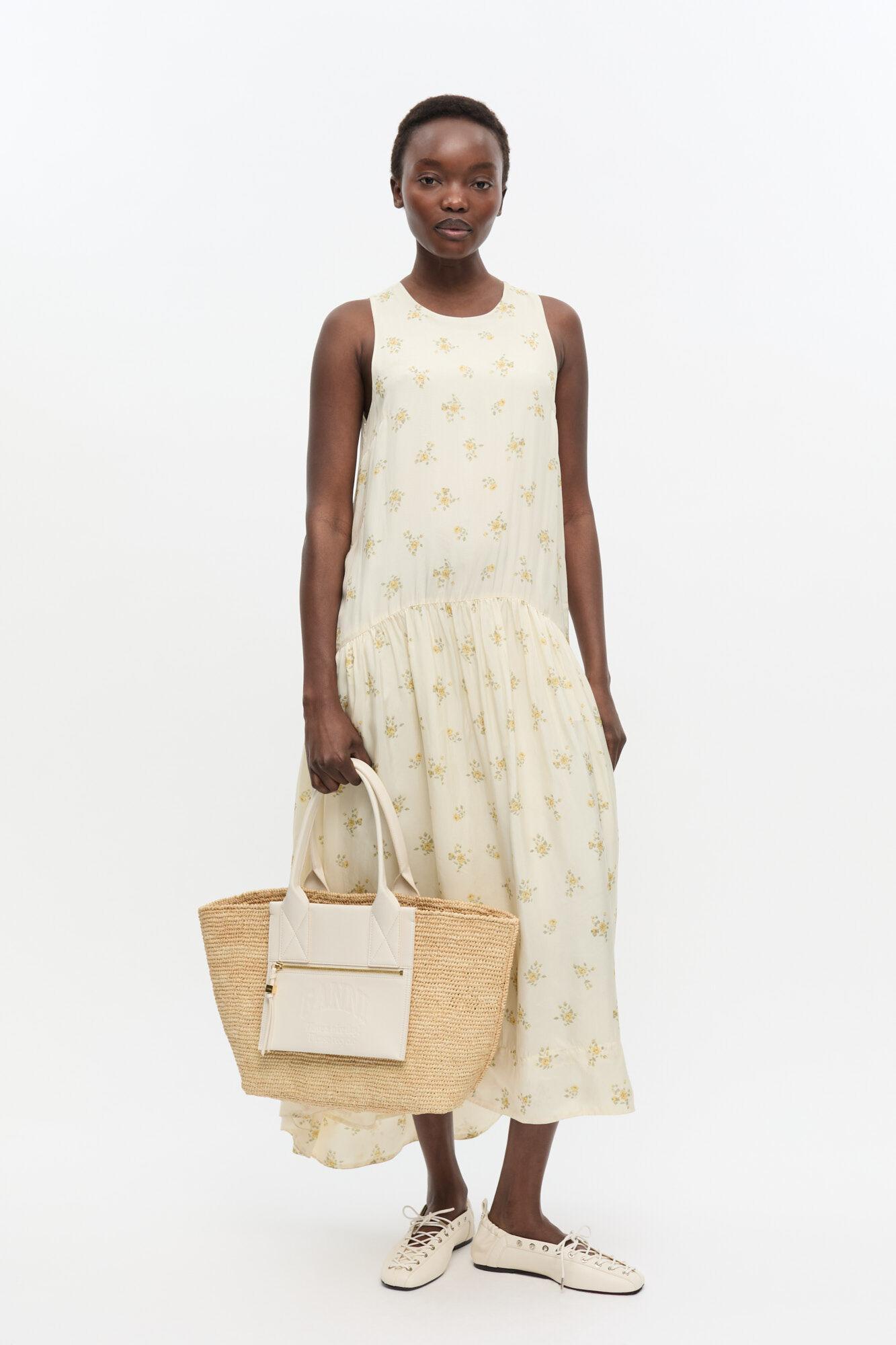 Ivory Medium Raffia Tote Product Image