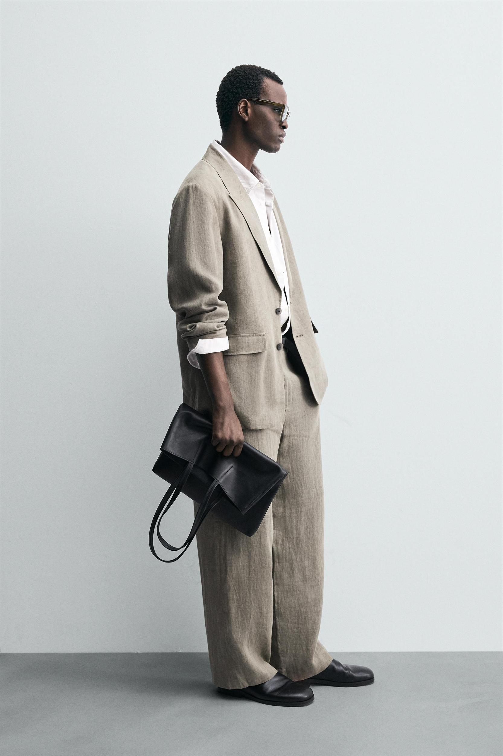 100% WASHED LINEN SUIT PANTS Product Image