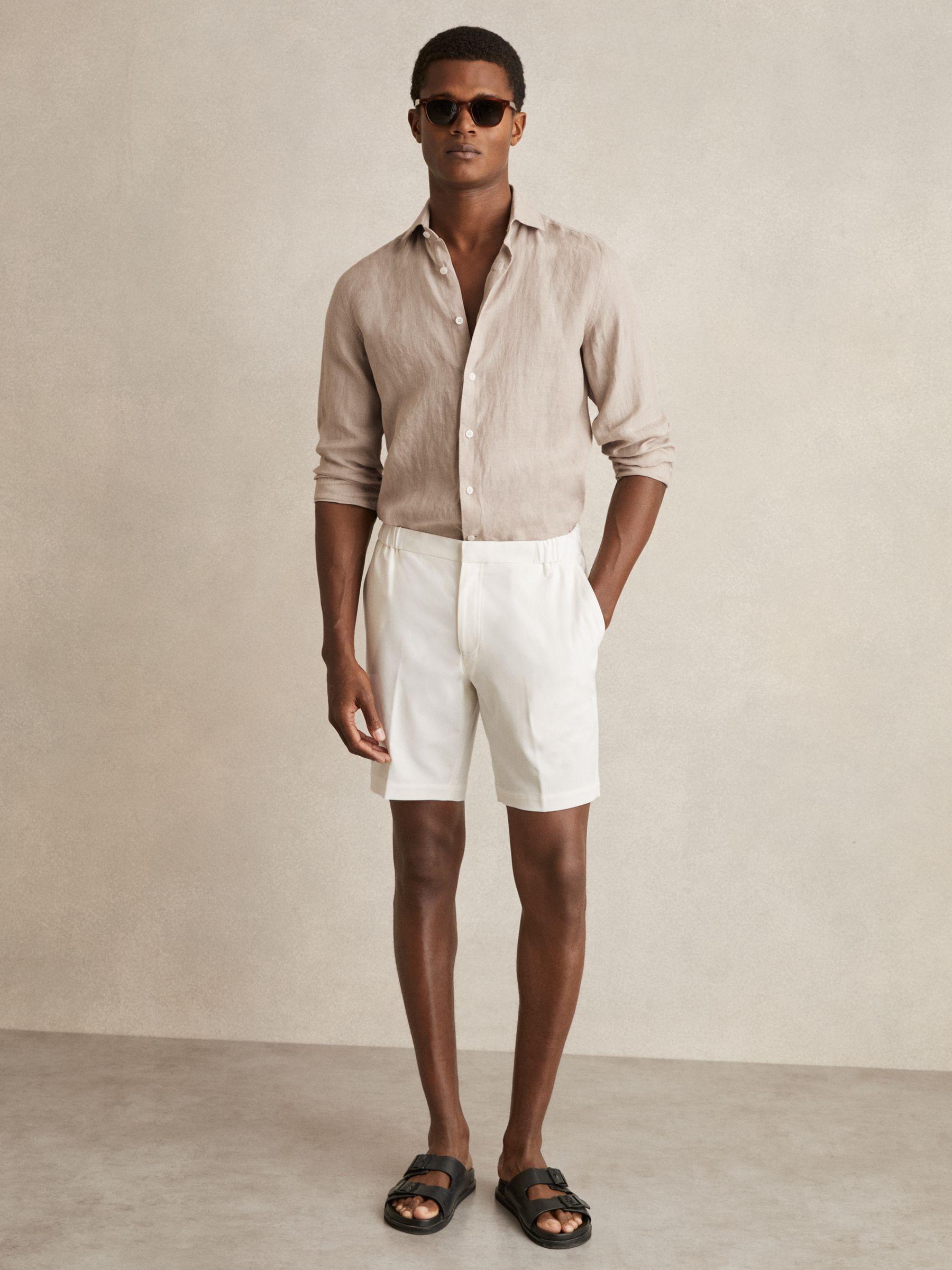 Linen Button-Through Shirt in Mink Brown Product Image