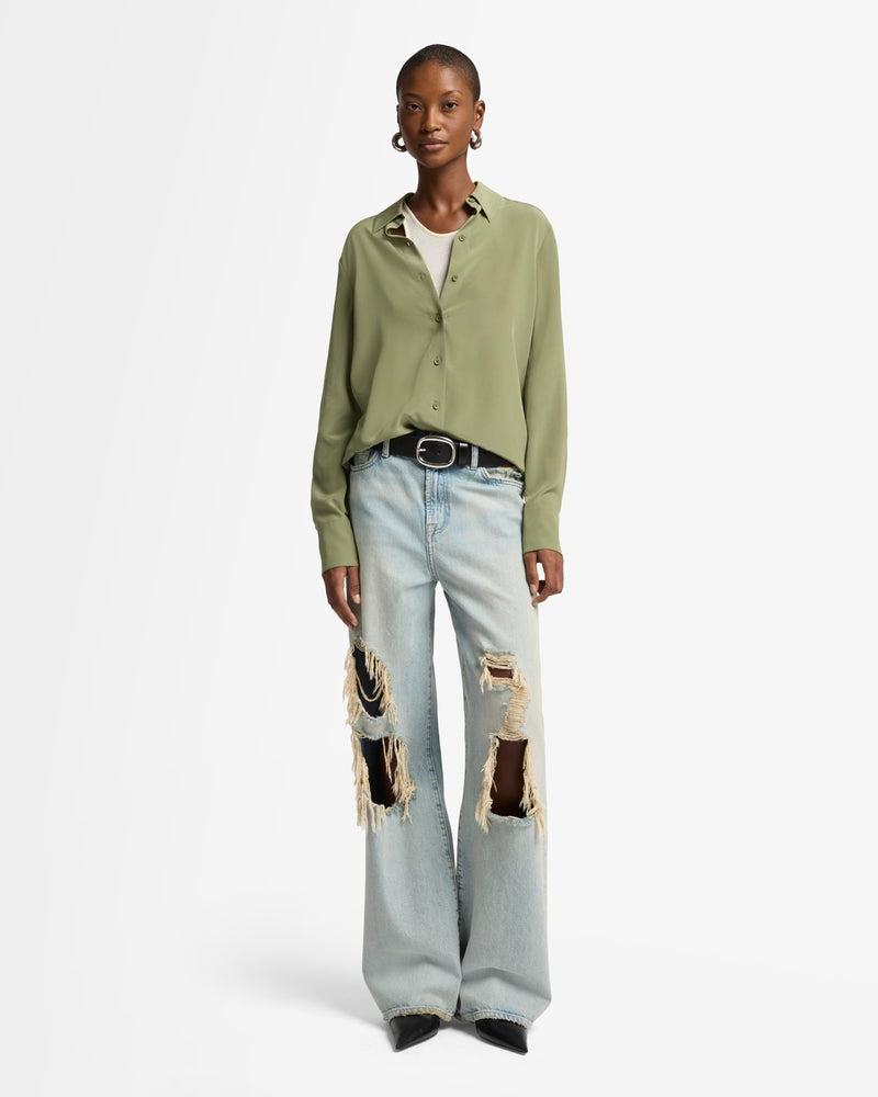 Long Sleeve Silk Blouse Product Image