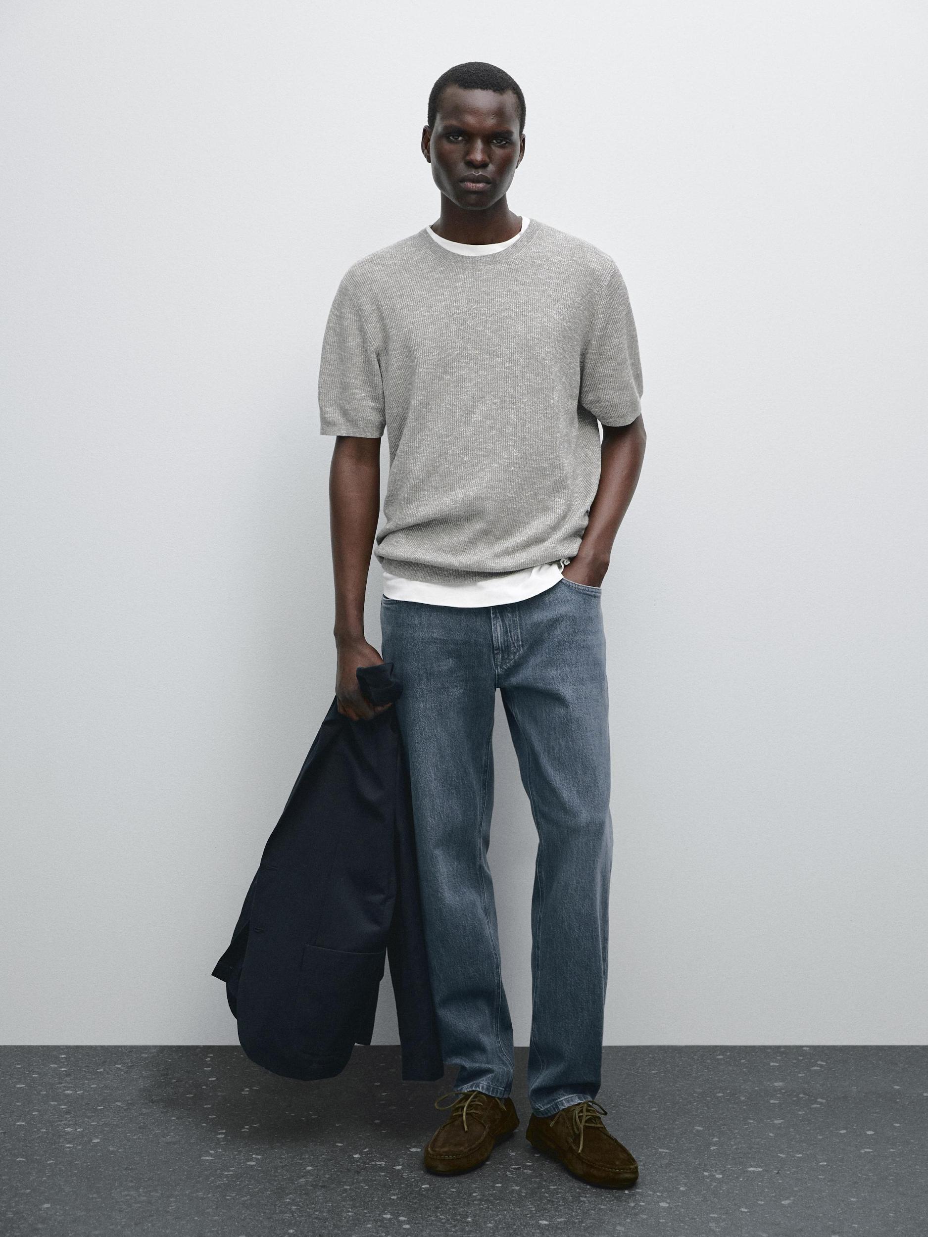 Short sleeve mouliné knit T-shirt Product Image