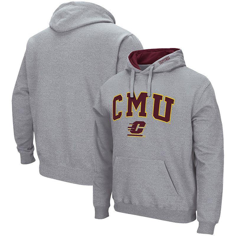 Men's Colosseum Heather Gray Baylor Bears Arch & Logo 3.0 Pullover Hoodie,  Product Image