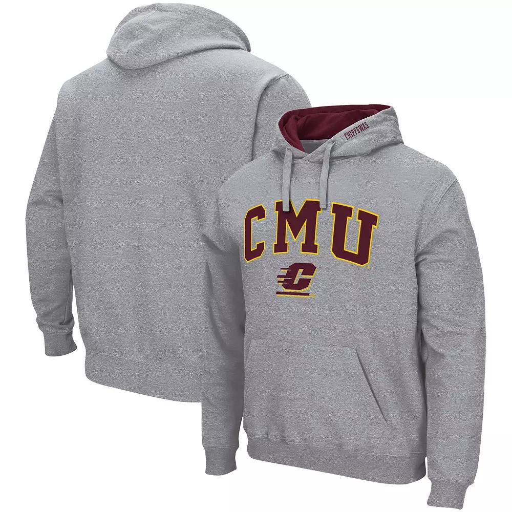 Men's Colosseum Heather Gray Baylor Bears Arch & Logo 3.0 Pullover Hoodie,  Product Image