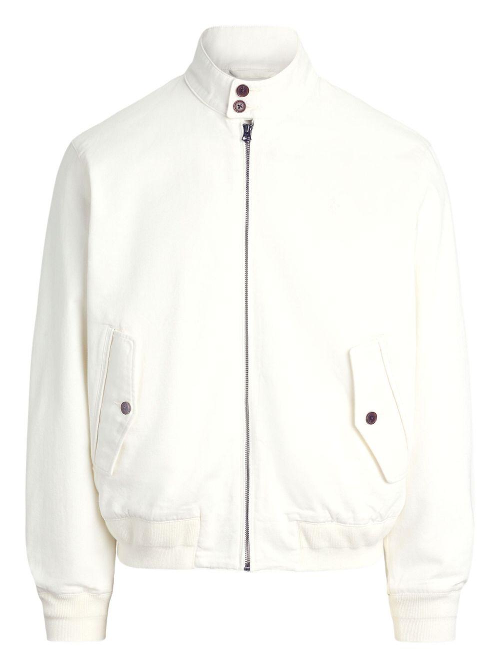 POLO RALPH LAUREN Logo-embroidered Cotton-twill Bomber Jacket In White Product Image