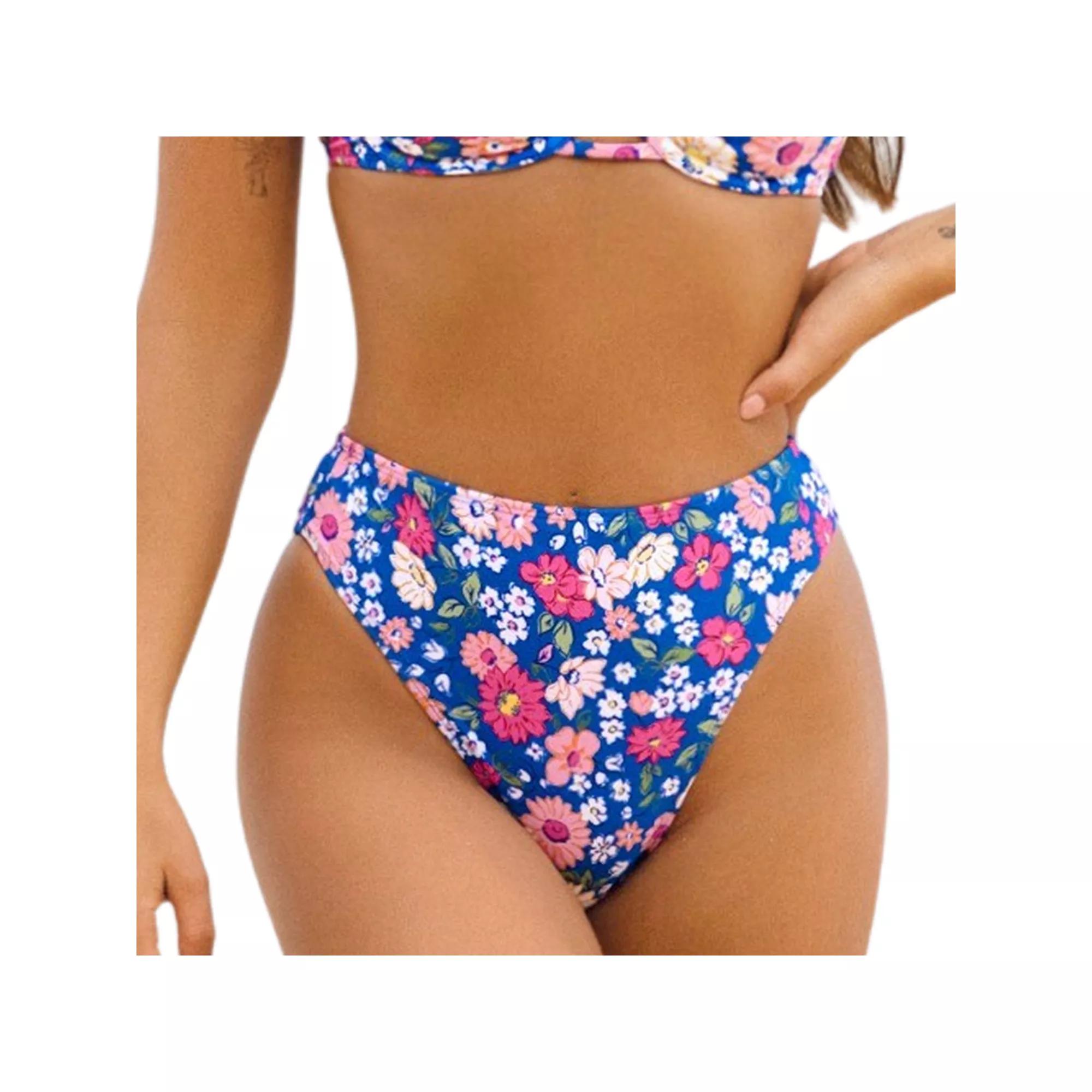 Women's Cupshe Cheeky High Leg High Waist Bikini Swim Bottoms, Size: Small, Ditsy Floral Product Image