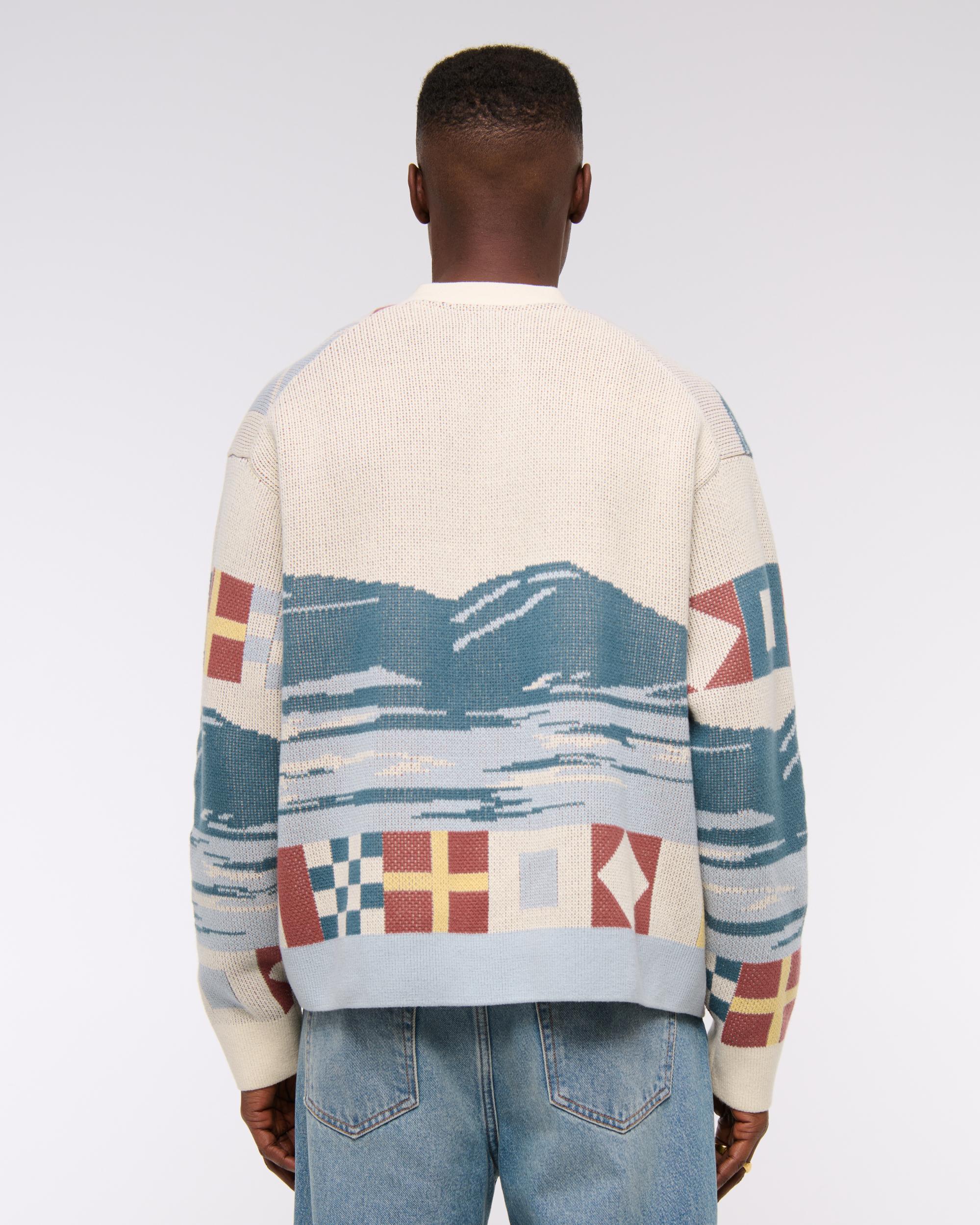 Nautical Graphic Patchwork Cardigan Product Image