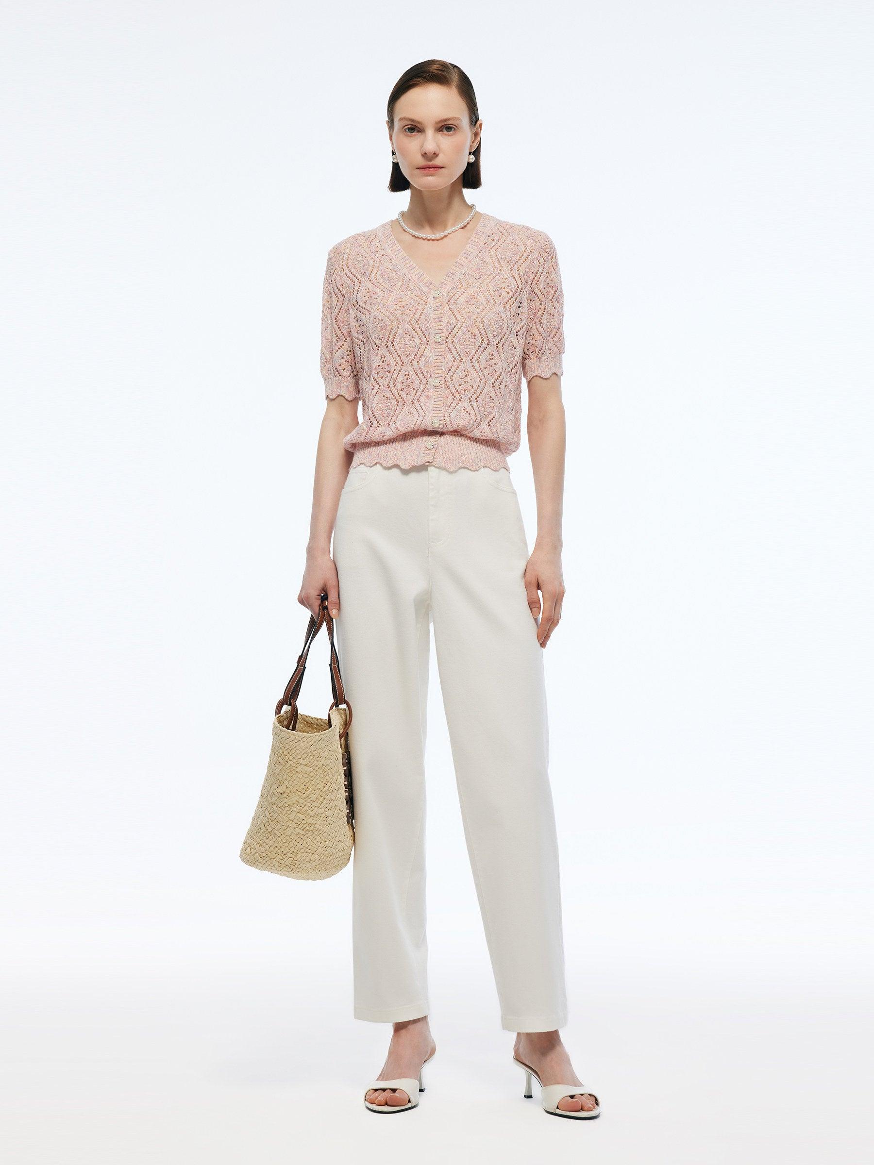 Openwork Sequins Women V-Neck Cardigan Product Image