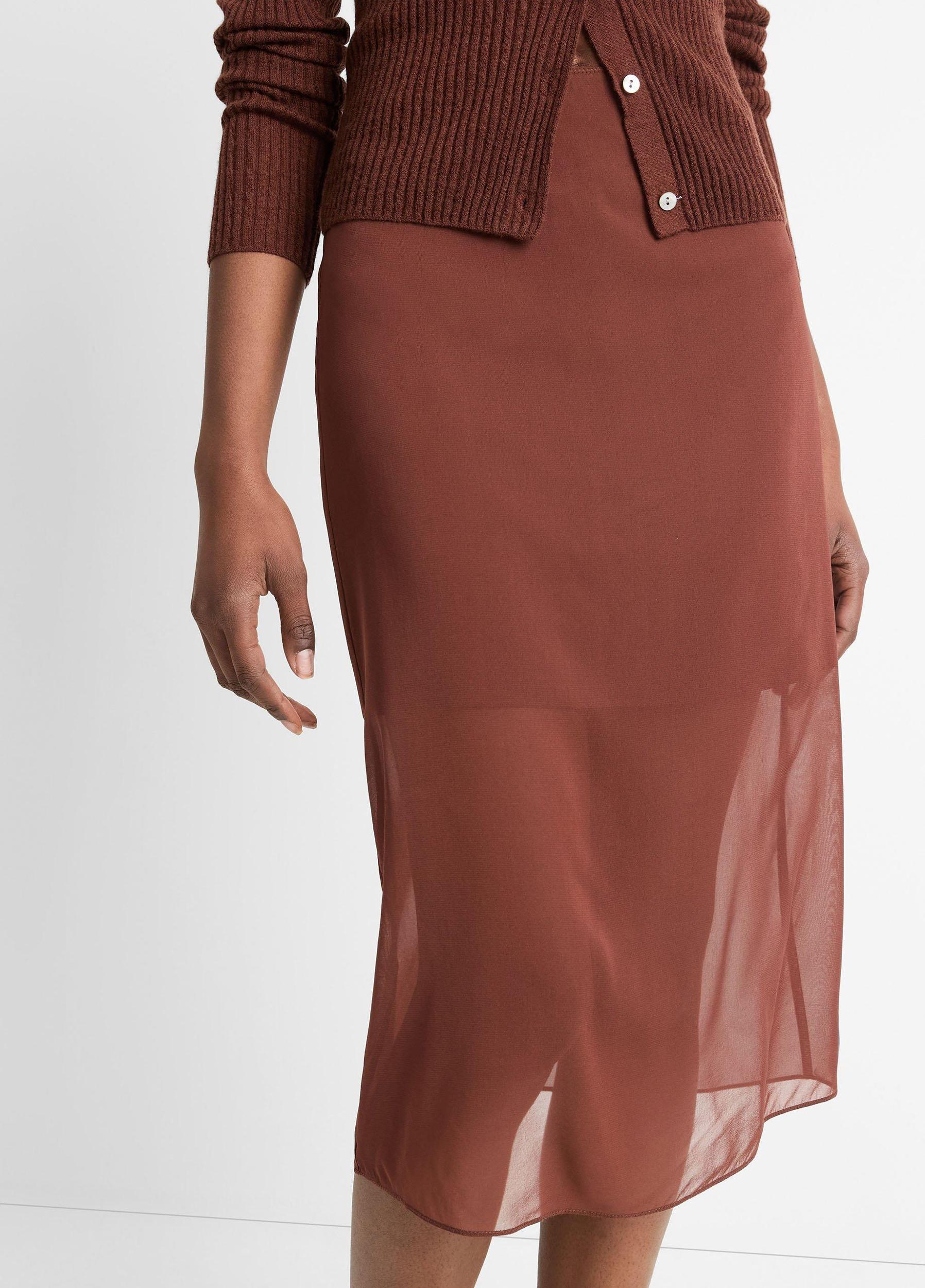 Sheer Stretch-Silk Overlay Skirt Product Image